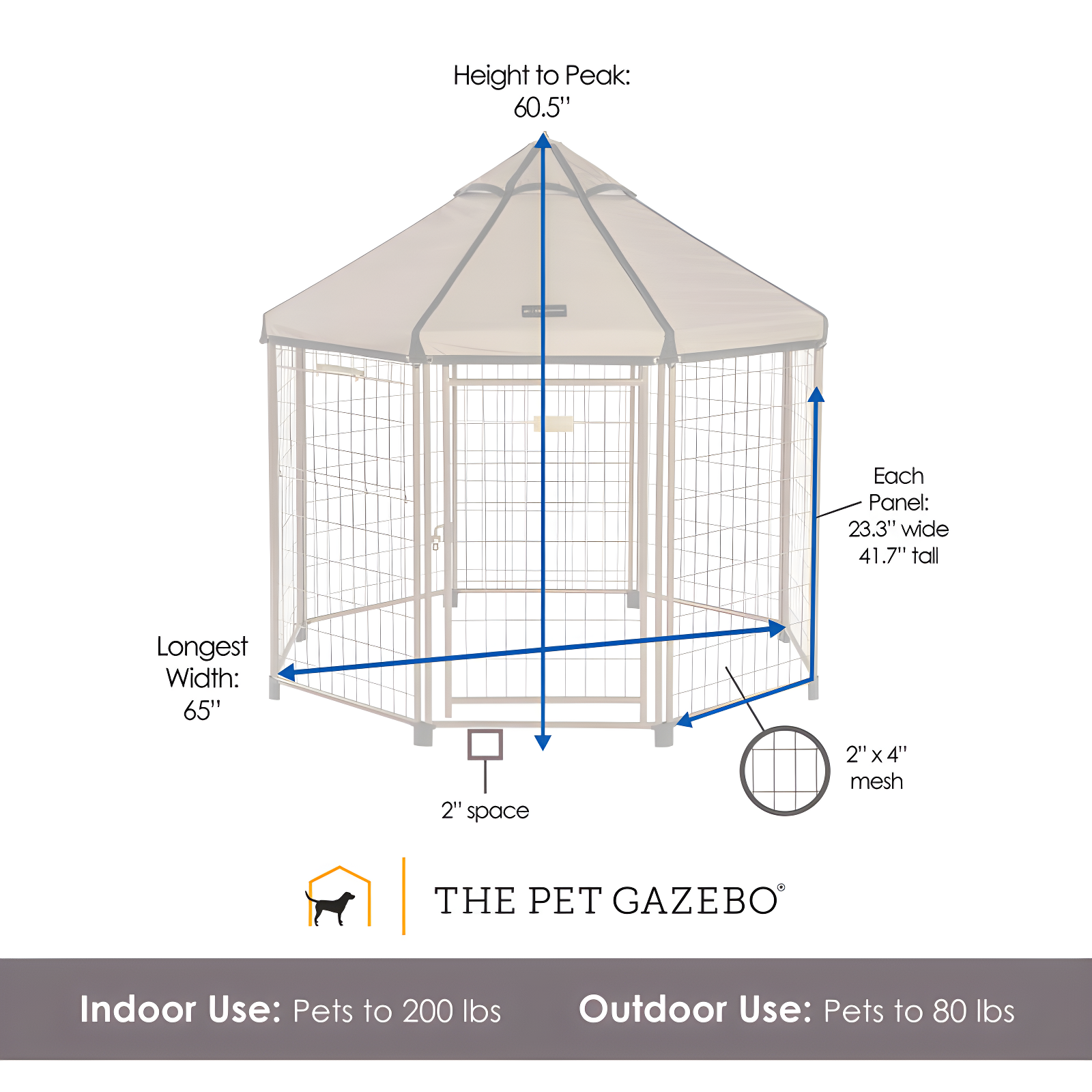 Pet Gazebo Dog Kennel Play Pen with Market Top Canopy