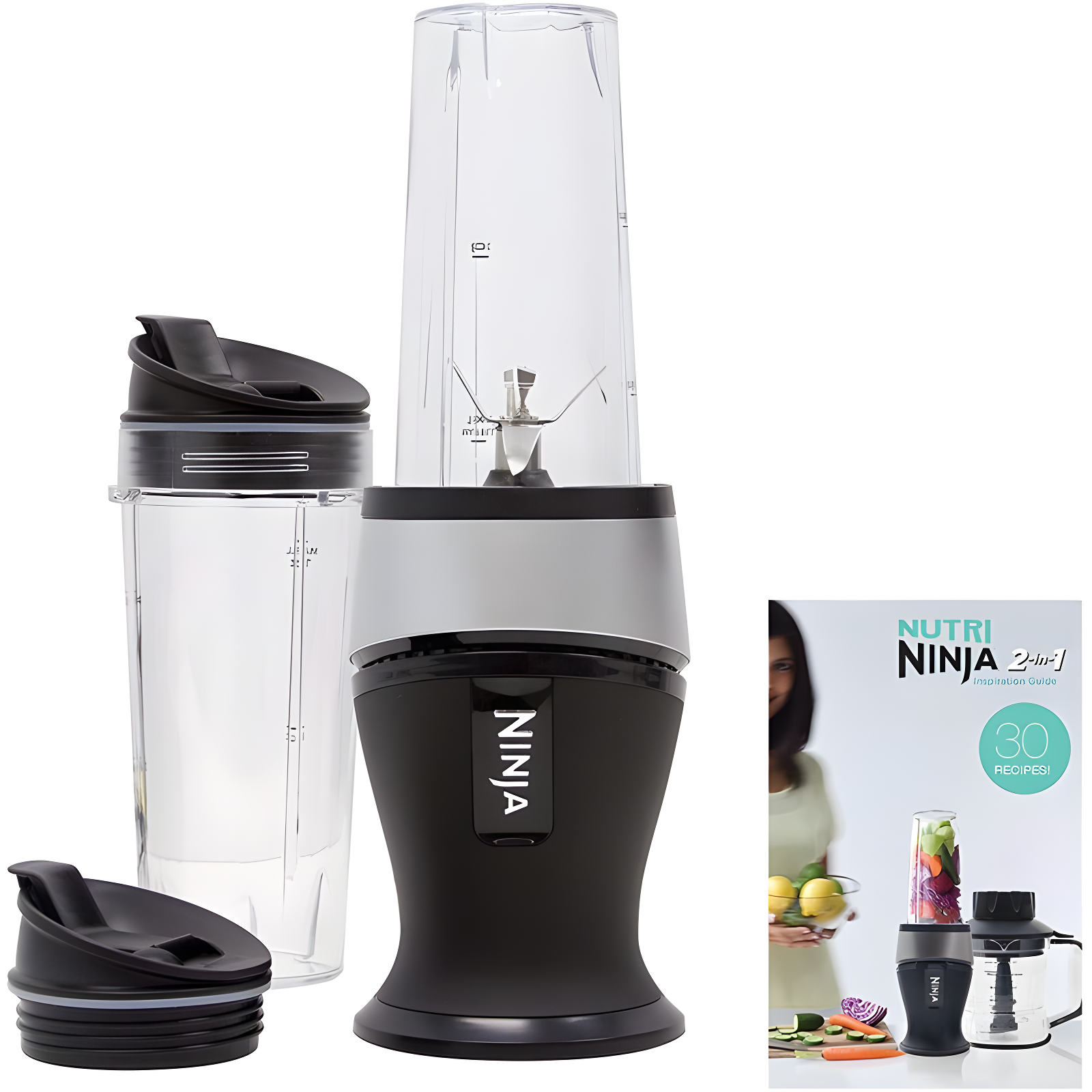 Ninja® Fit Compact Personal Blender, Portable Blender with (2) 16-oz. Cups and Lids, Black