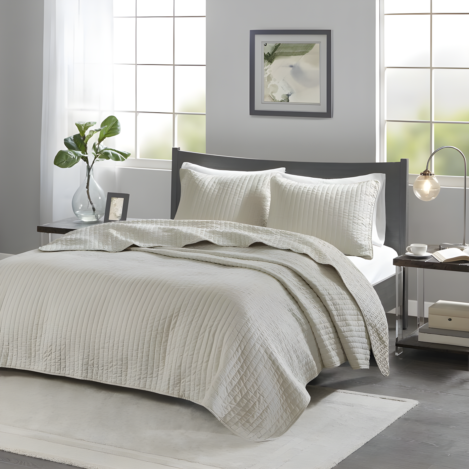 Madison Park Barwick Reversible Solid 3 Piece Quilt Set