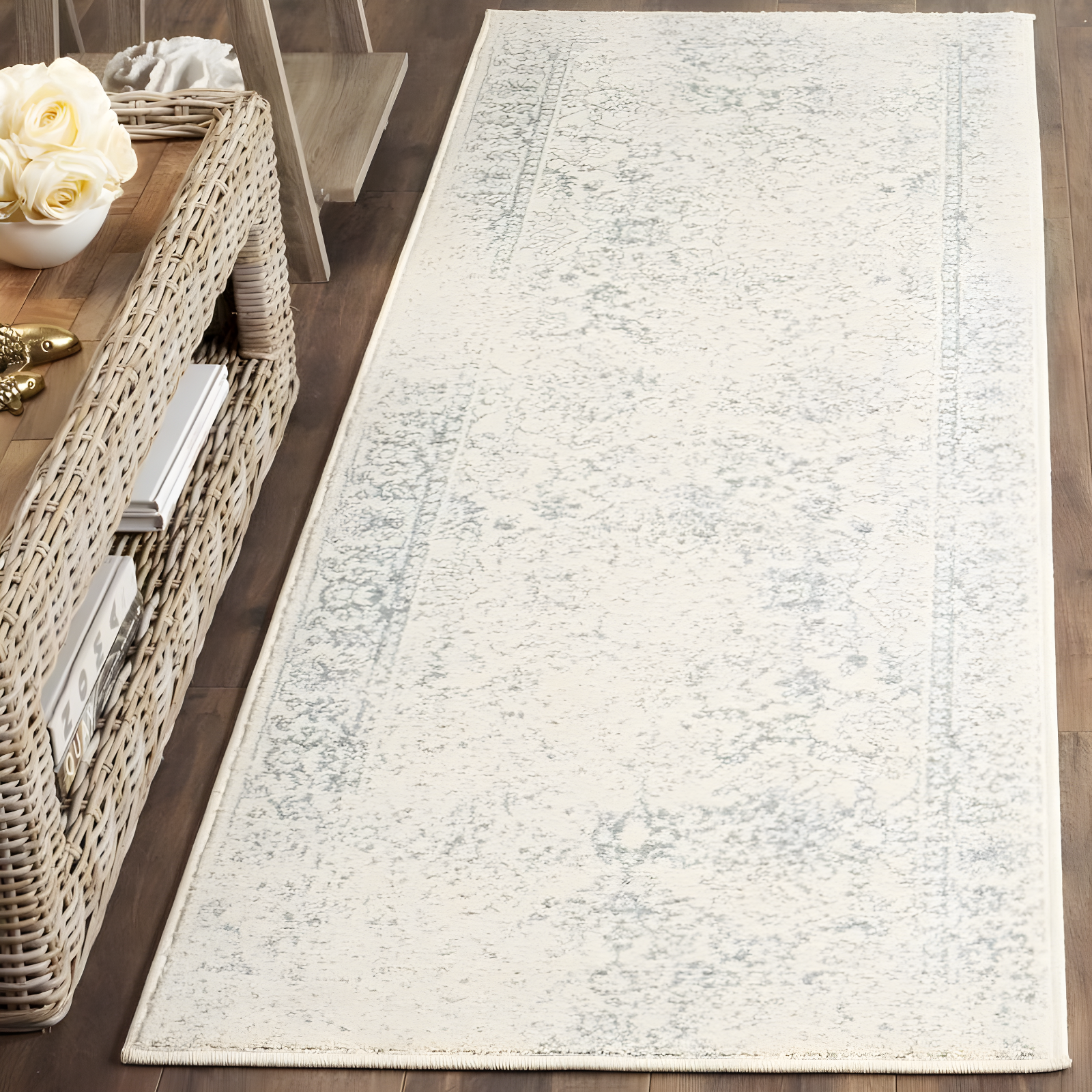 Adirondack ADR109 Machine Made Indoor Runner - Ivory/Slate - 2'-6"x8' - Safavieh