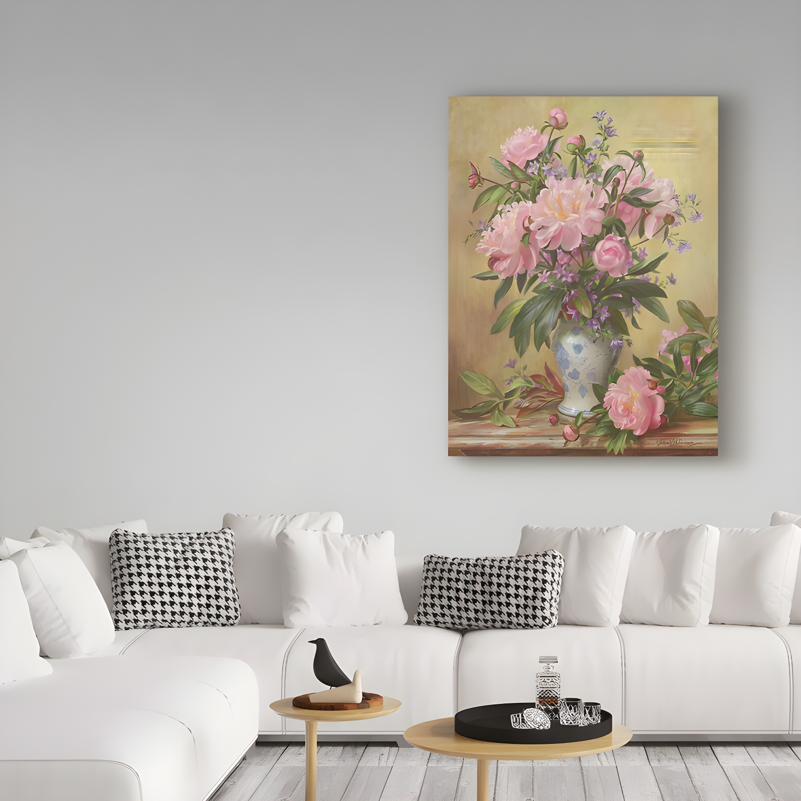 Albert Williams " Vase Of Peonies And Canterbury Bells "