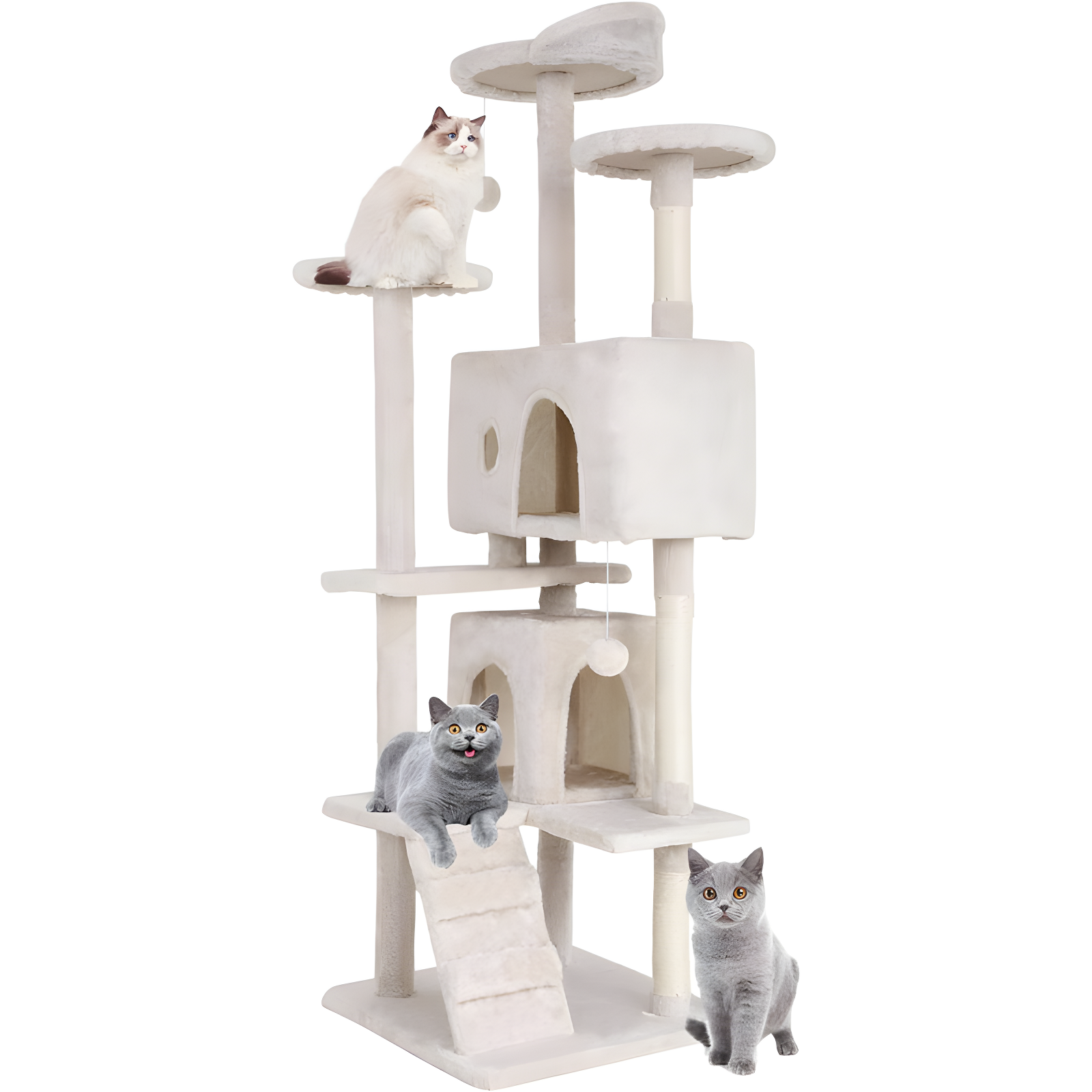 Multi-Level Cat Tree Tower Furniture Activity Center With Scratching Posts, Toys And Condo For Indoor Kittens