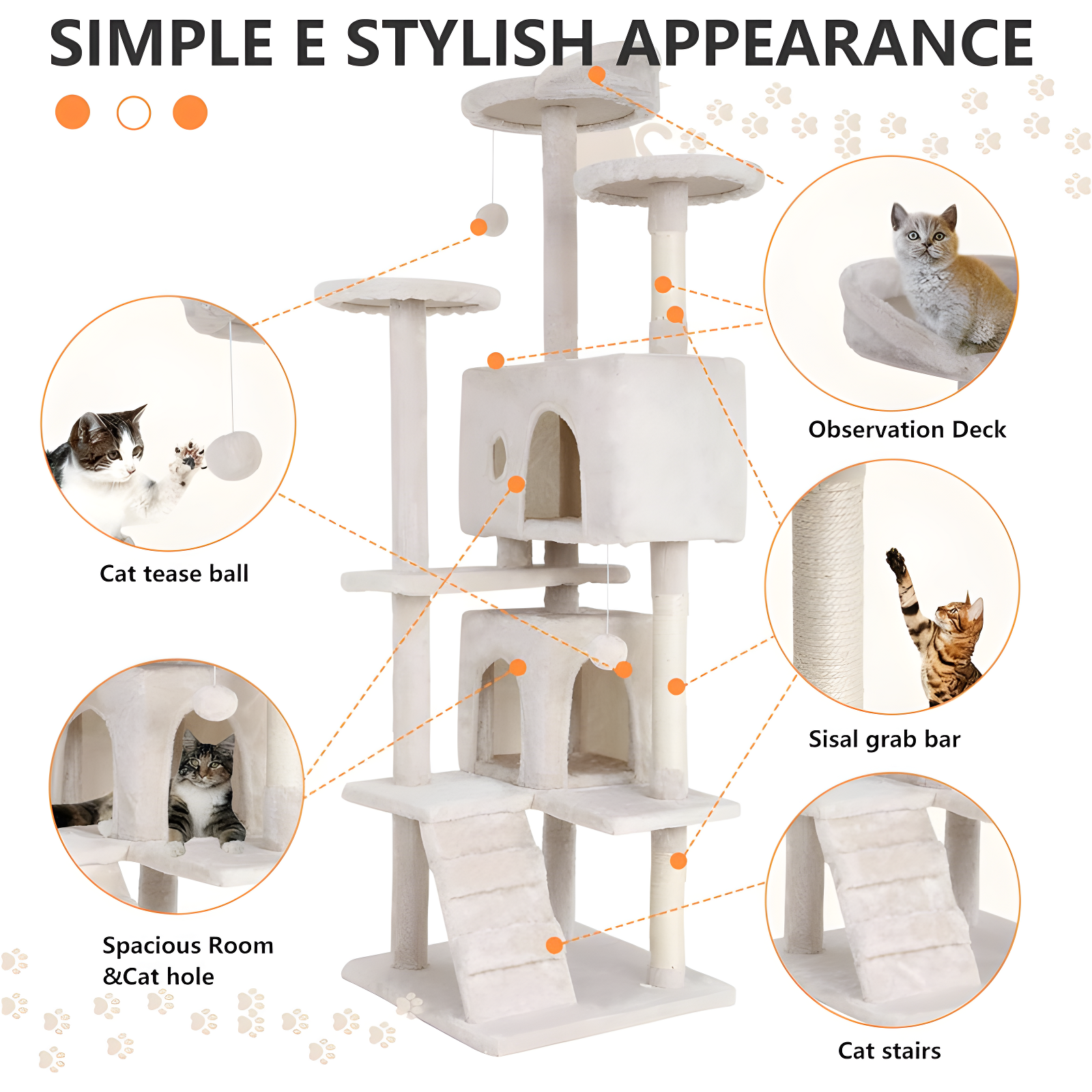 Multi-Level Cat Tree Tower Furniture Activity Center With Scratching Posts, Toys And Condo For Indoor Kittens