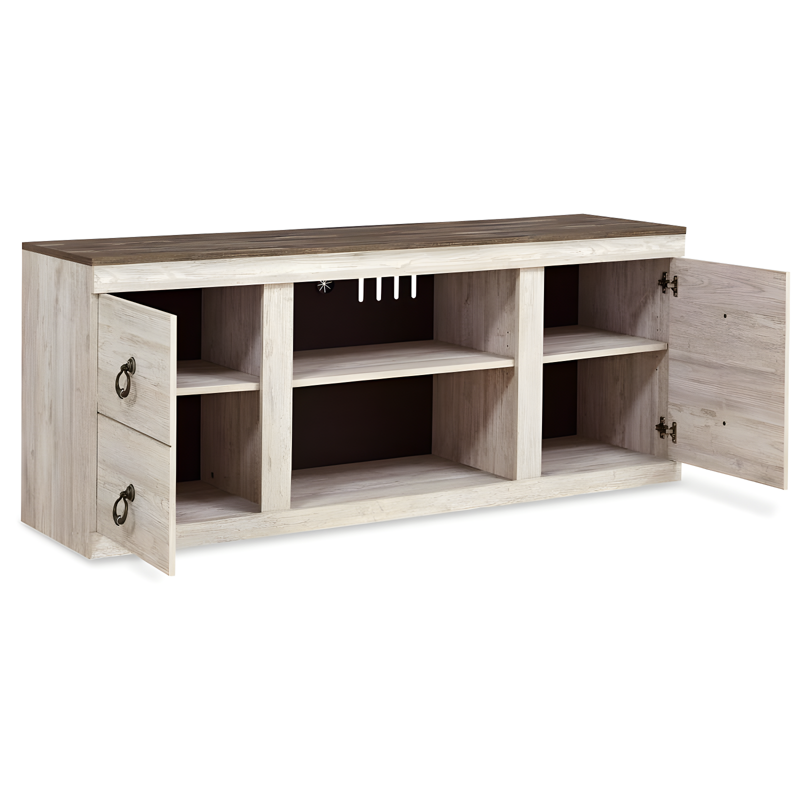 60" Willowton TV Stand for TVs up to 65" White - Signature Design by Ashley: Coastal Media Console with Cable Management