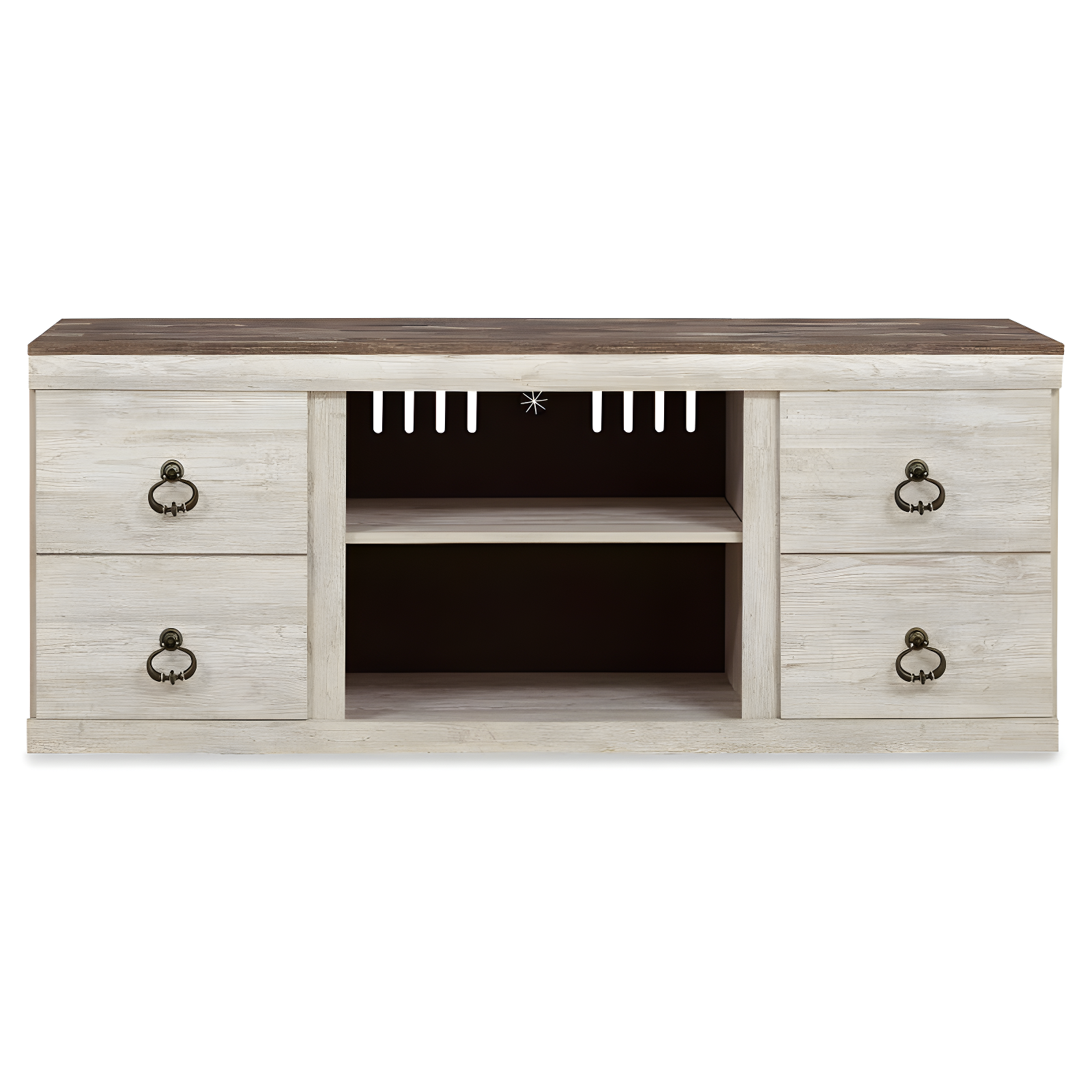 60" Willowton TV Stand for TVs up to 65" White - Signature Design by Ashley: Coastal Media Console with Cable Management