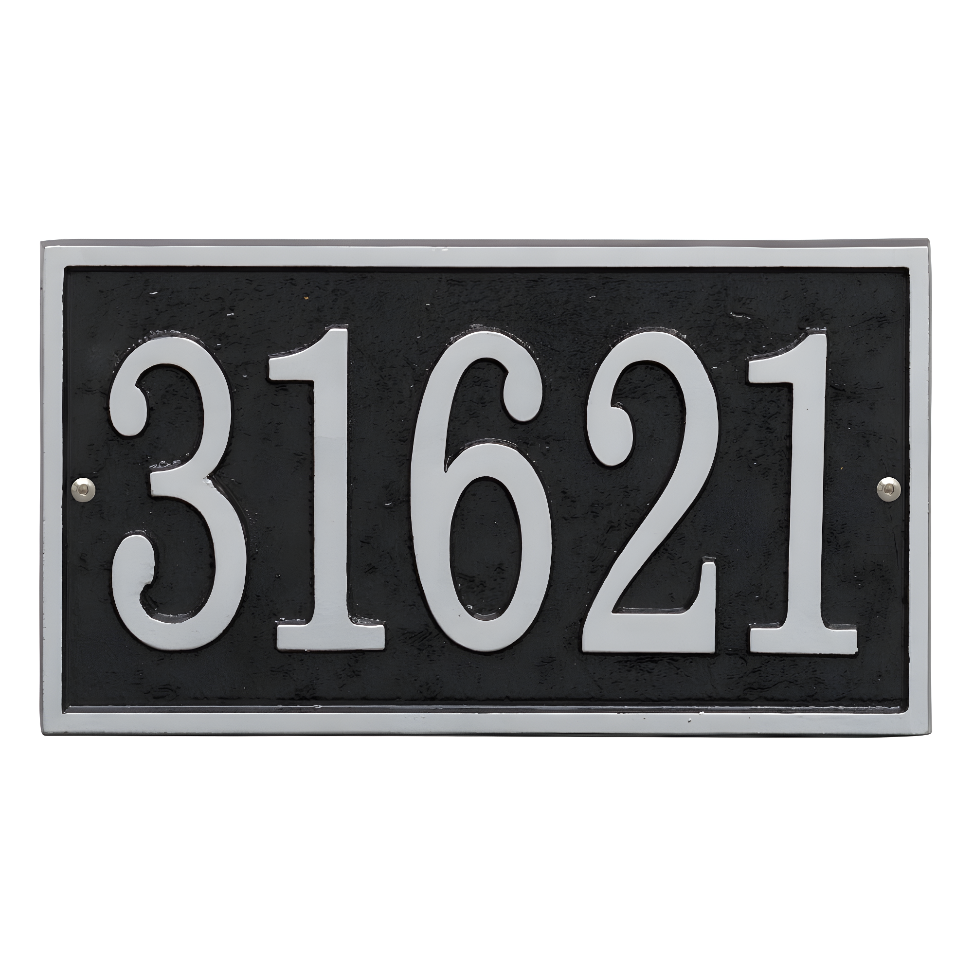 Black and Silver Metal Rectangle House Numbers Plaque