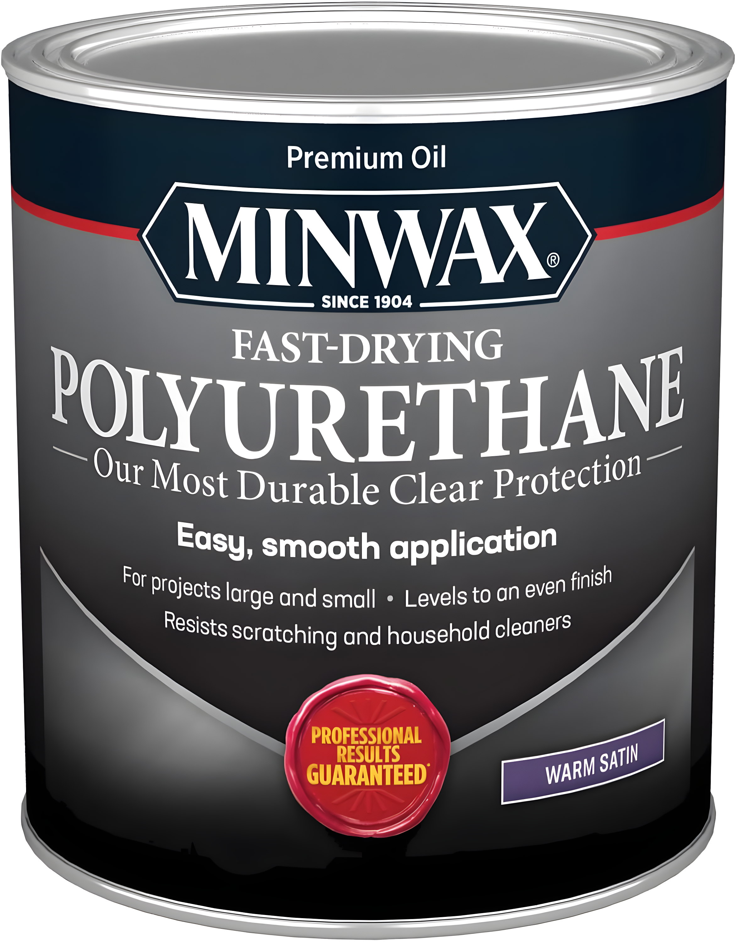 Minwax 63010444 Fast-Drying Polyurethane, Warm Satin, Clear, 1 Quart, (1 Piece, 1 Pack)