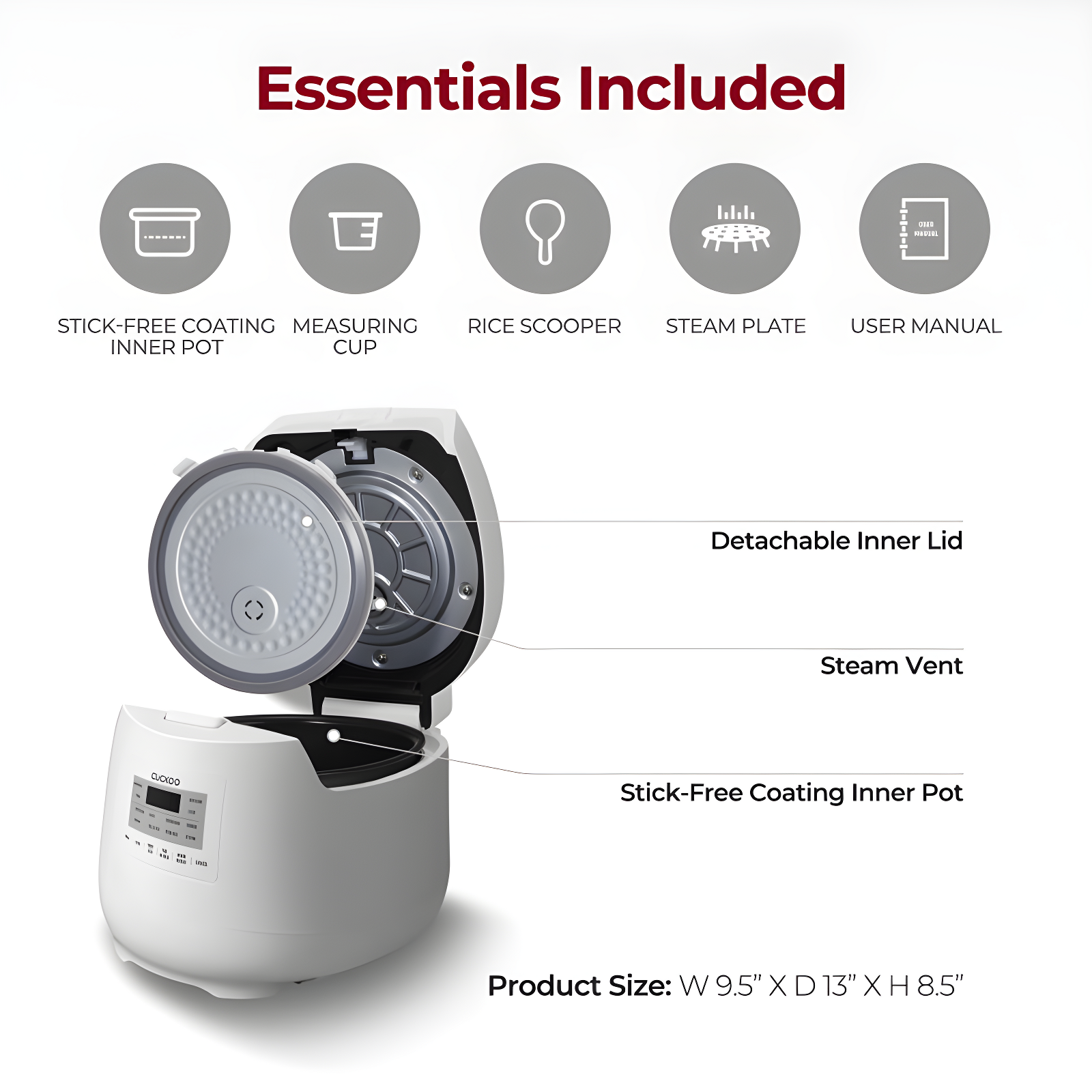 CUCKOO 6-Cup Uncooked / 12-Cup Cooked Micom Rice Cooker & Warmer w Non Stick Inner Pot, 11 Menu Modes inclu My Mode and Auto Clean CR-0641F