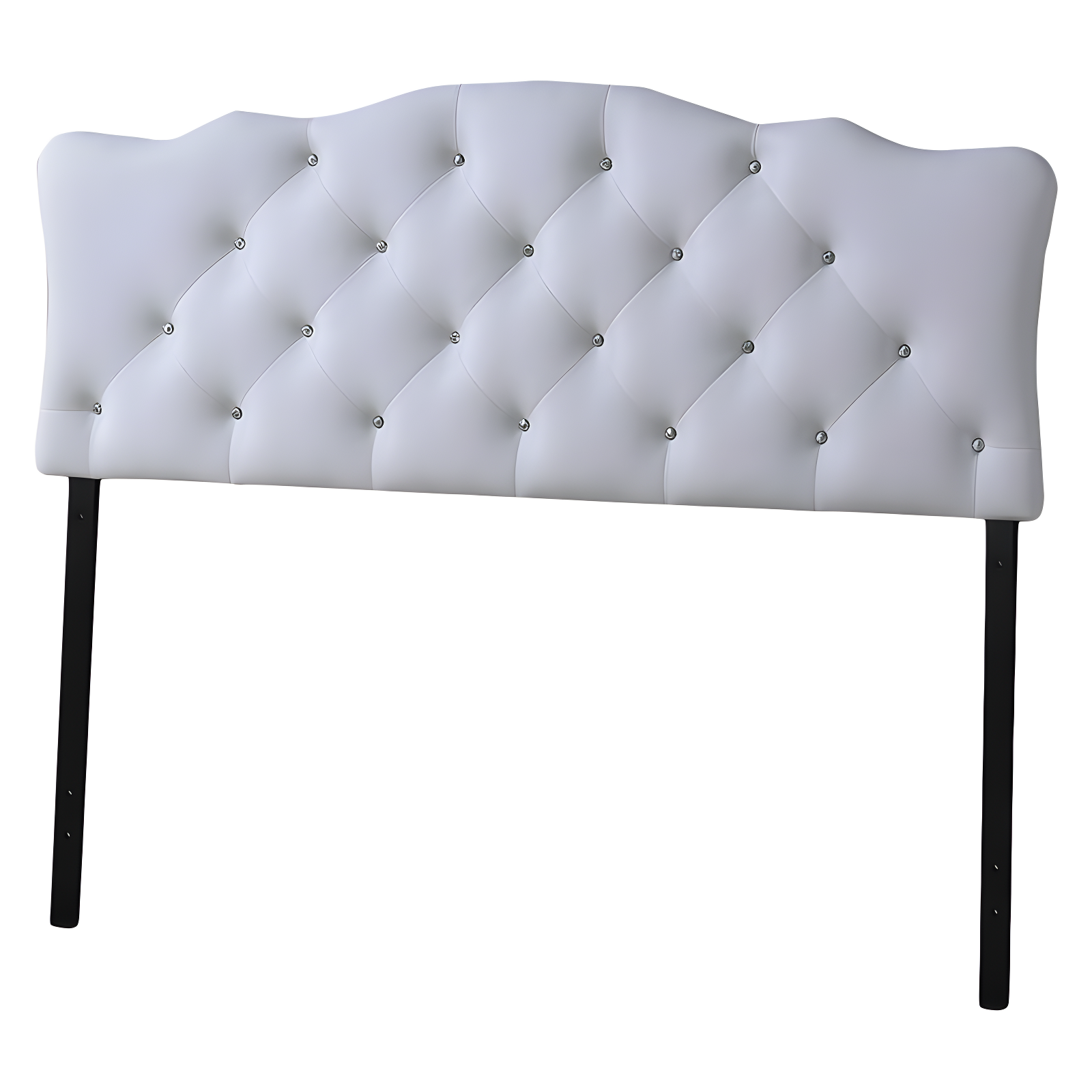 Queen Rita Modern And Contemporary Faux Leather Upholstered Button-Tufted Scalloped Headboard White - Baxton Studio