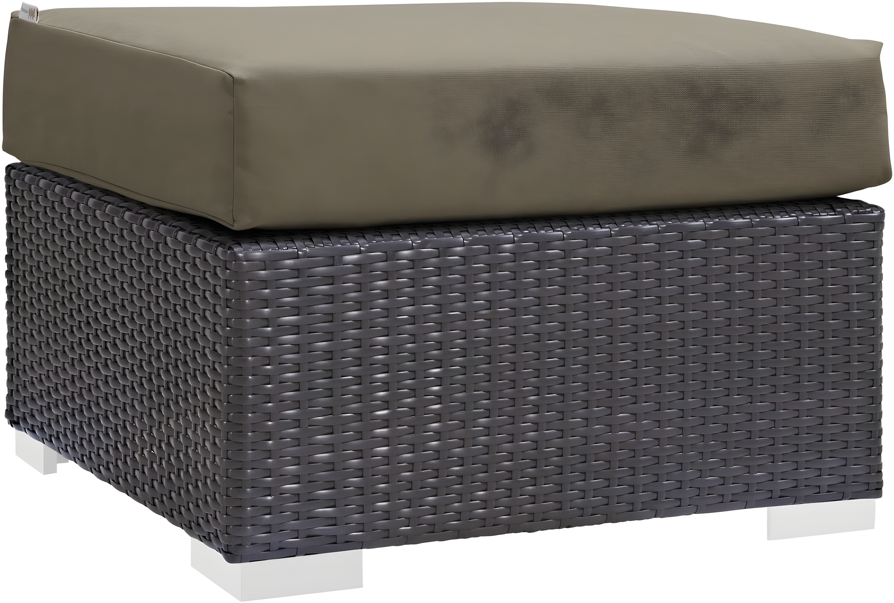 Modway Convene Outdoor Patio Fabric Square Ottoman in Espresso Mocha