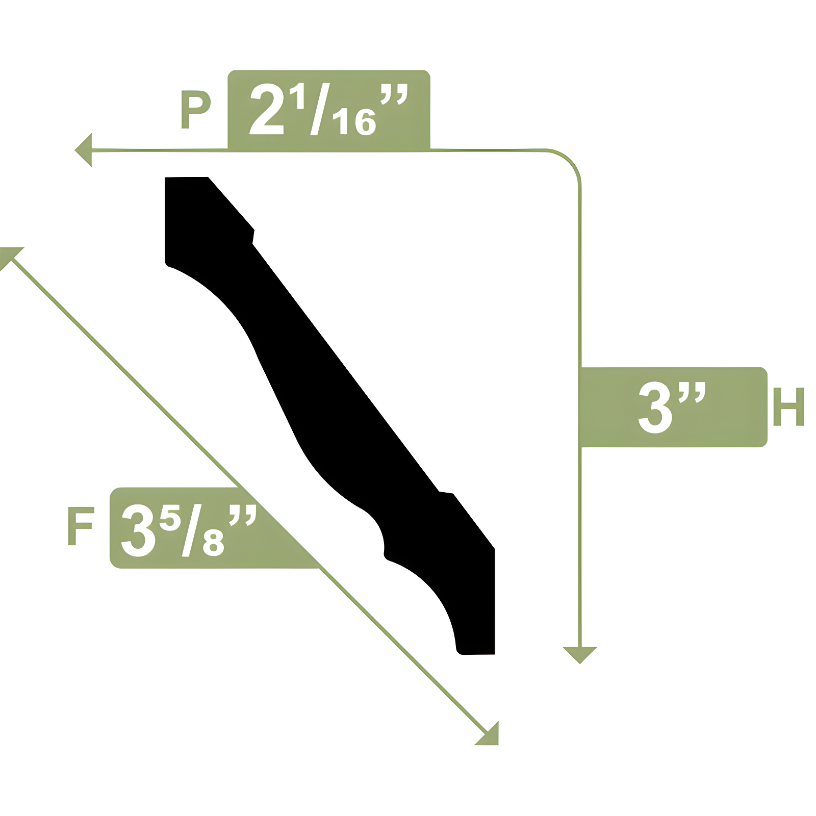 3'' H x 96'' W x 2.125'' D Plastic Crown