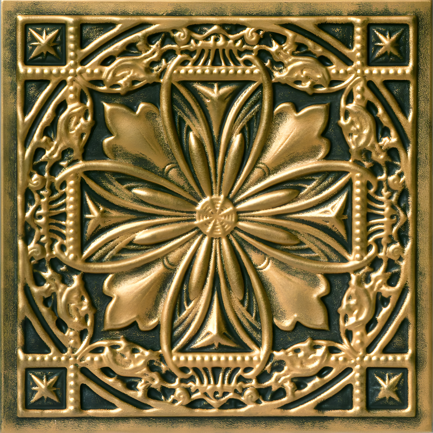 A La Maison Ceilings Lucas's Shield 19.63'' L x 19.63'' W Textured Polystyrene Glue Up Ceiling Tile (Set of 96)