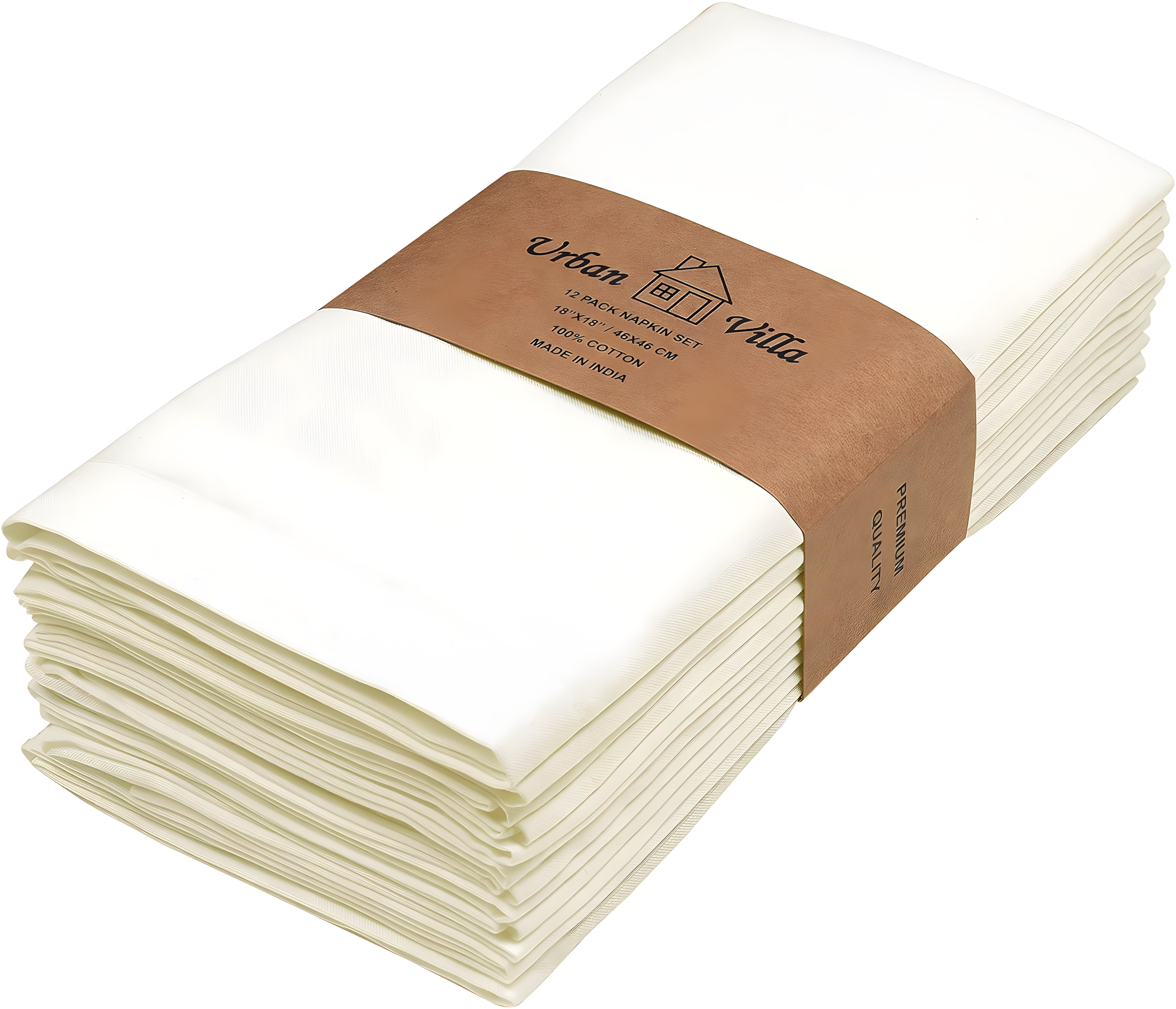 Urban Villa Ivory Cloth Napkins 100% Cotton Dinner Napkins (Set of 12) 18x18 Inches Absorbent Soft Durable Reusable and Washable Napkins - Ideal for Everyday Use Parties Wedding Spring Summer Easter