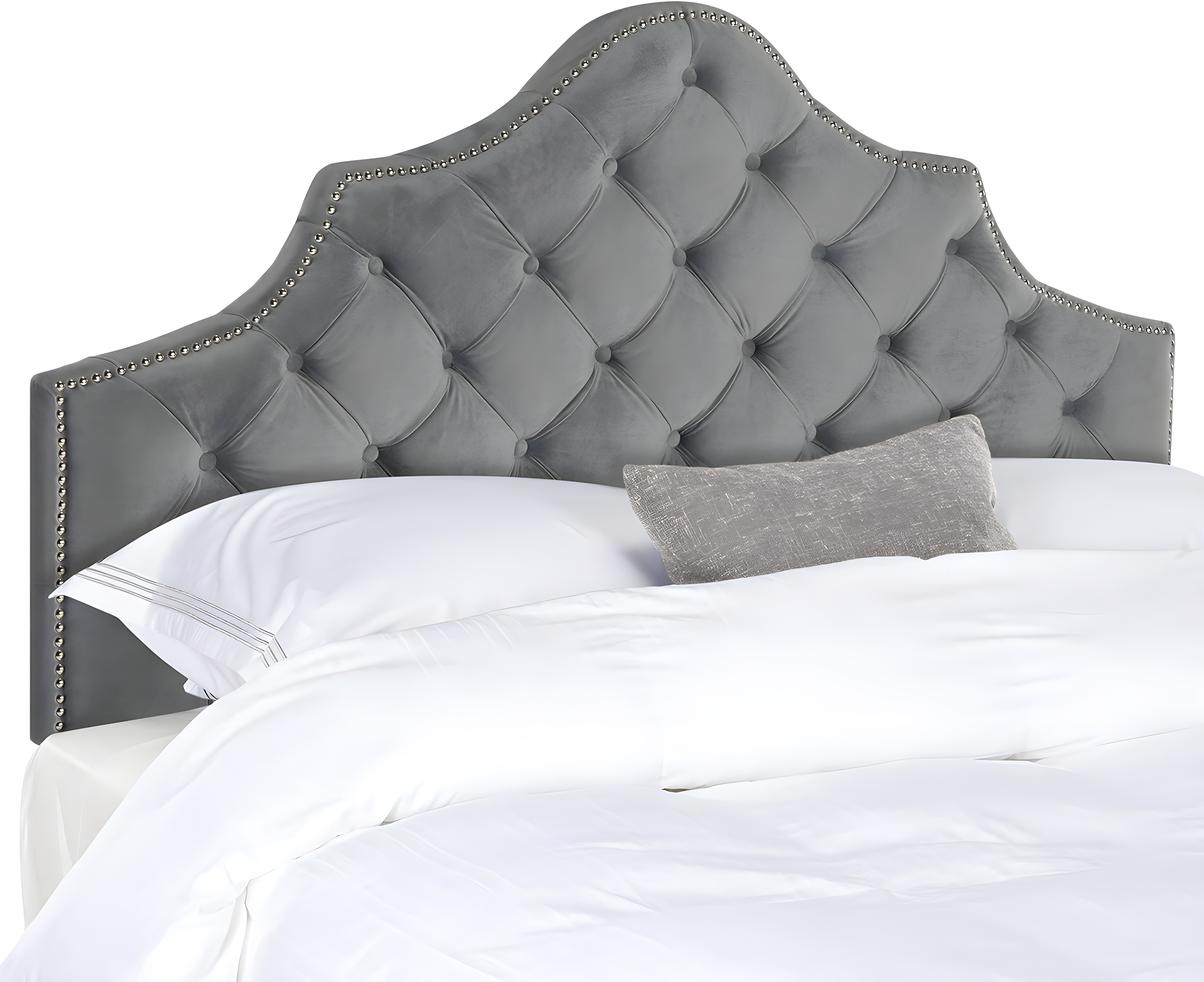 SAFAVIEH Arebelle Rustic Glam Tufted Headboard with Nail Heads, Full, Pewter
