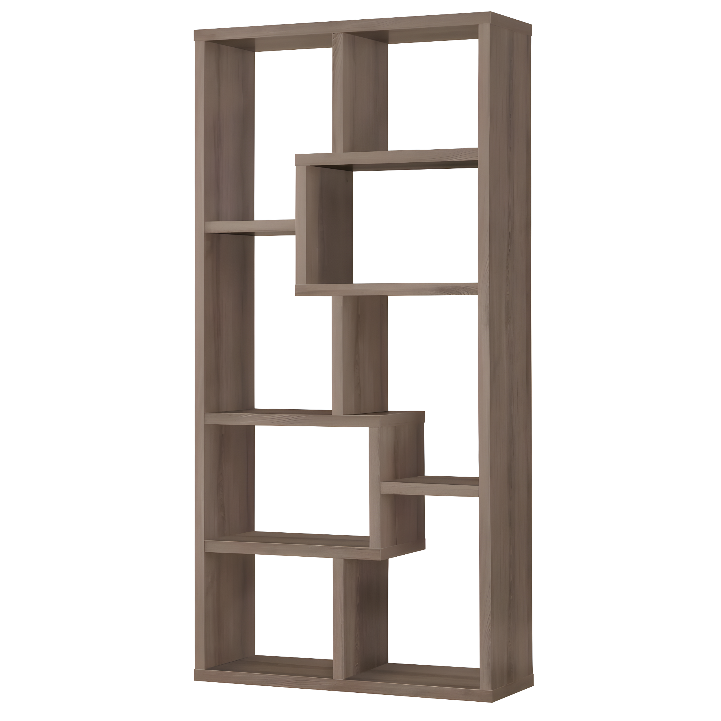 Coaster 10-Shelf Transitional Wood Geometric Bookcase in Gray