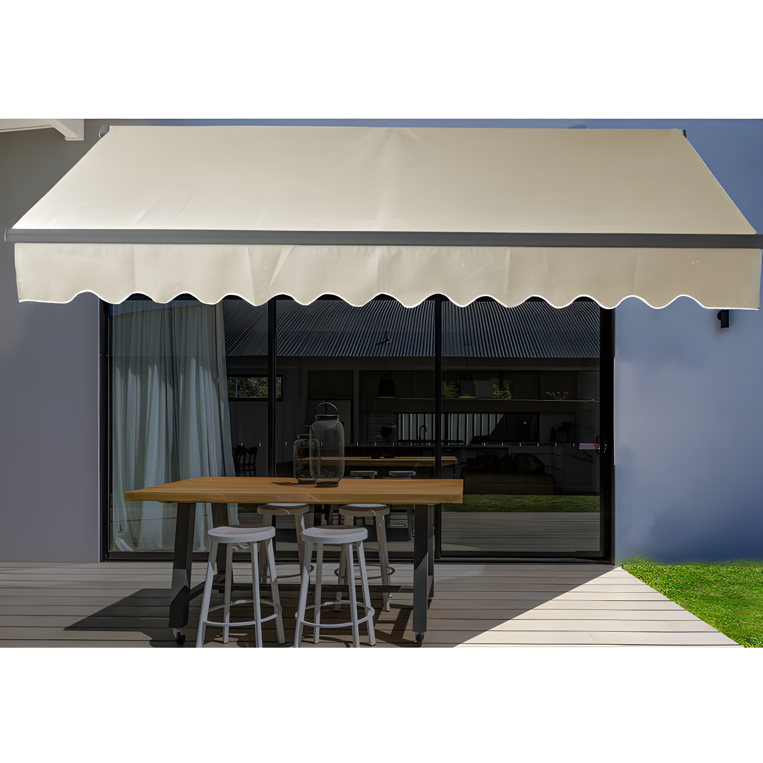 Retractable Home Patio Awning | Deck Canopy |UV Protection Sunshade | Manual Black Frame | Upgraded 2024