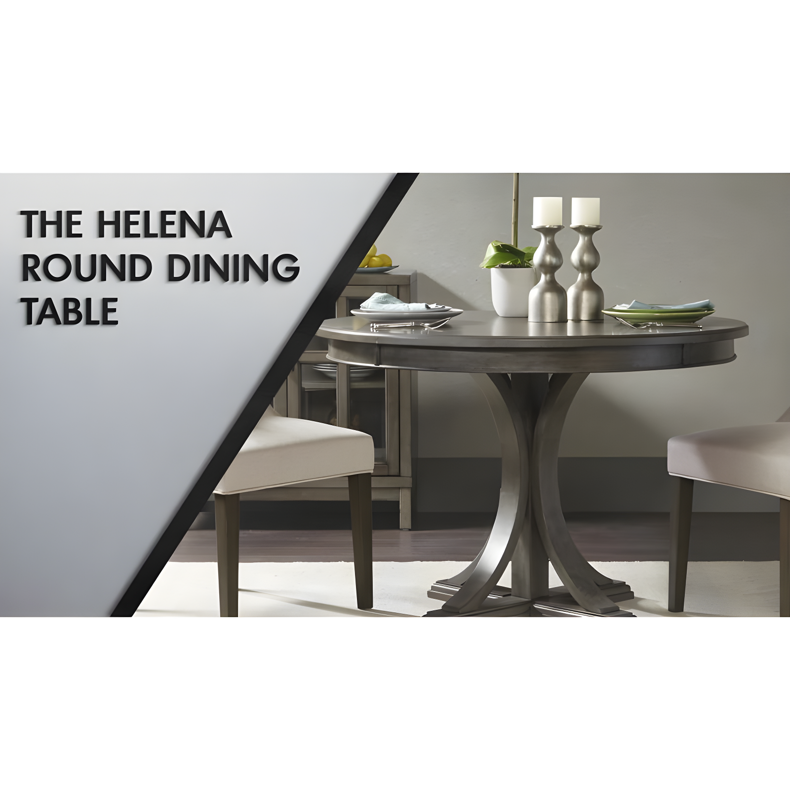 Madison Park Helena Round Dining Table Antique Cream: 4-Seater Pedestal, Kitchen Furniture