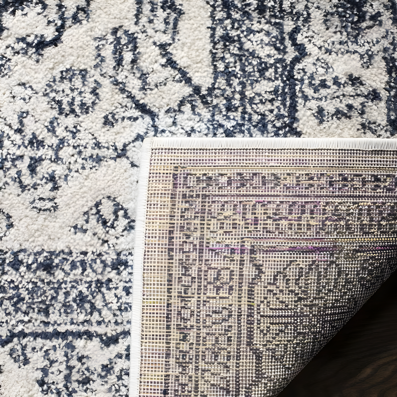 Adirondack ADR108 Power Loomed Area Rug - Ivory/Slate - 6'x6' - Safavieh.
