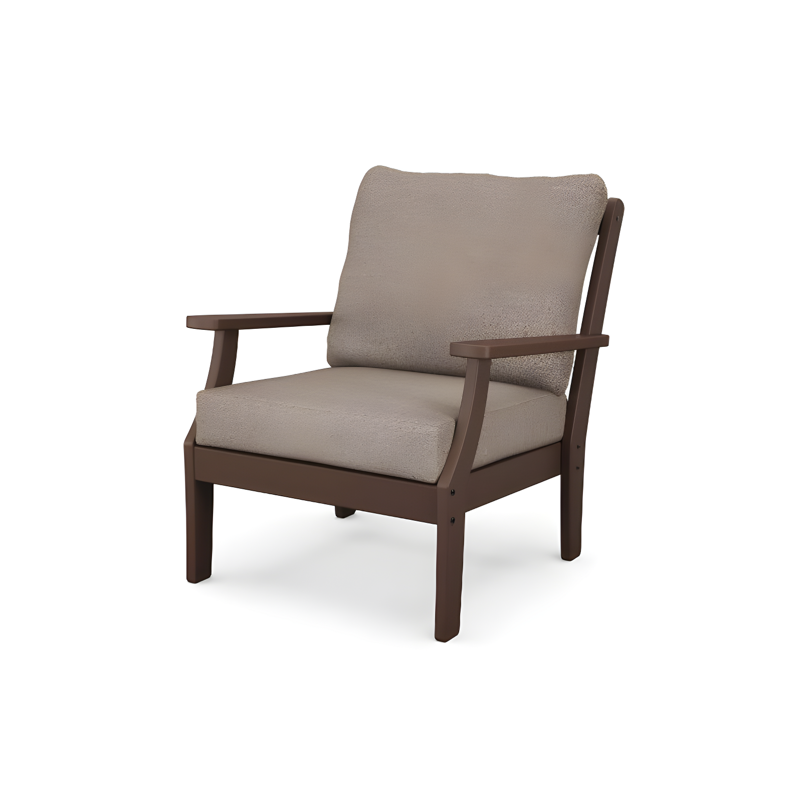 POLYWOOD Braxton Deep Seating Outdoor Patio Club Chair Mahogany/Spiced Burlap: Rust-Resistant & Weatherproof