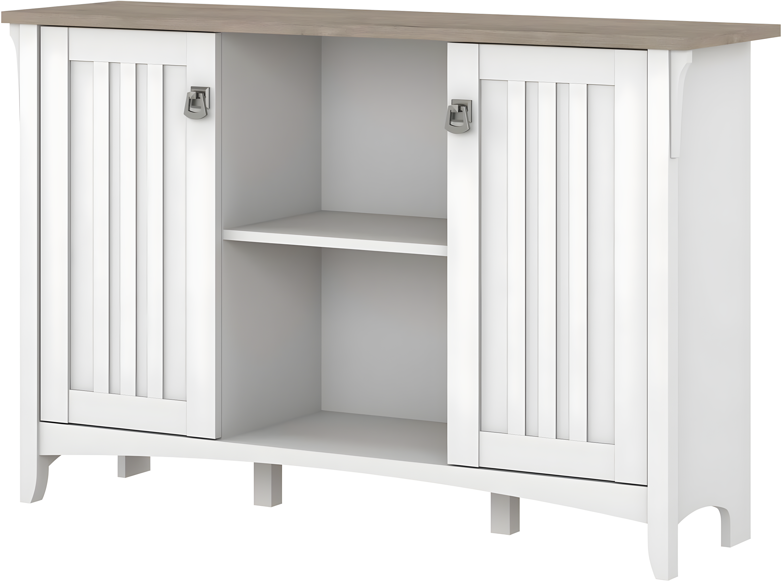 Bush Furniture Salinas Accent Storage Cabinet with Doors, Pure White & Shiplap Gray