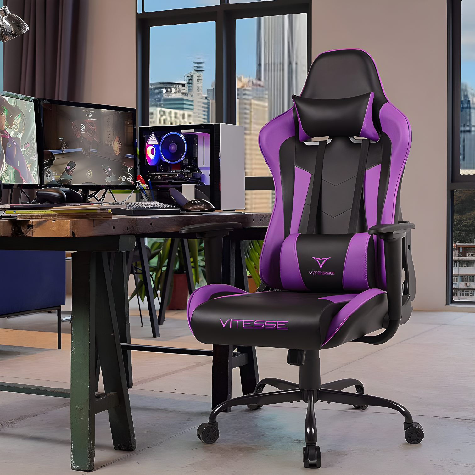 Ergonomic Racing Gaming Chair, 330 lbs PC Computer Chair with Support and Headrest