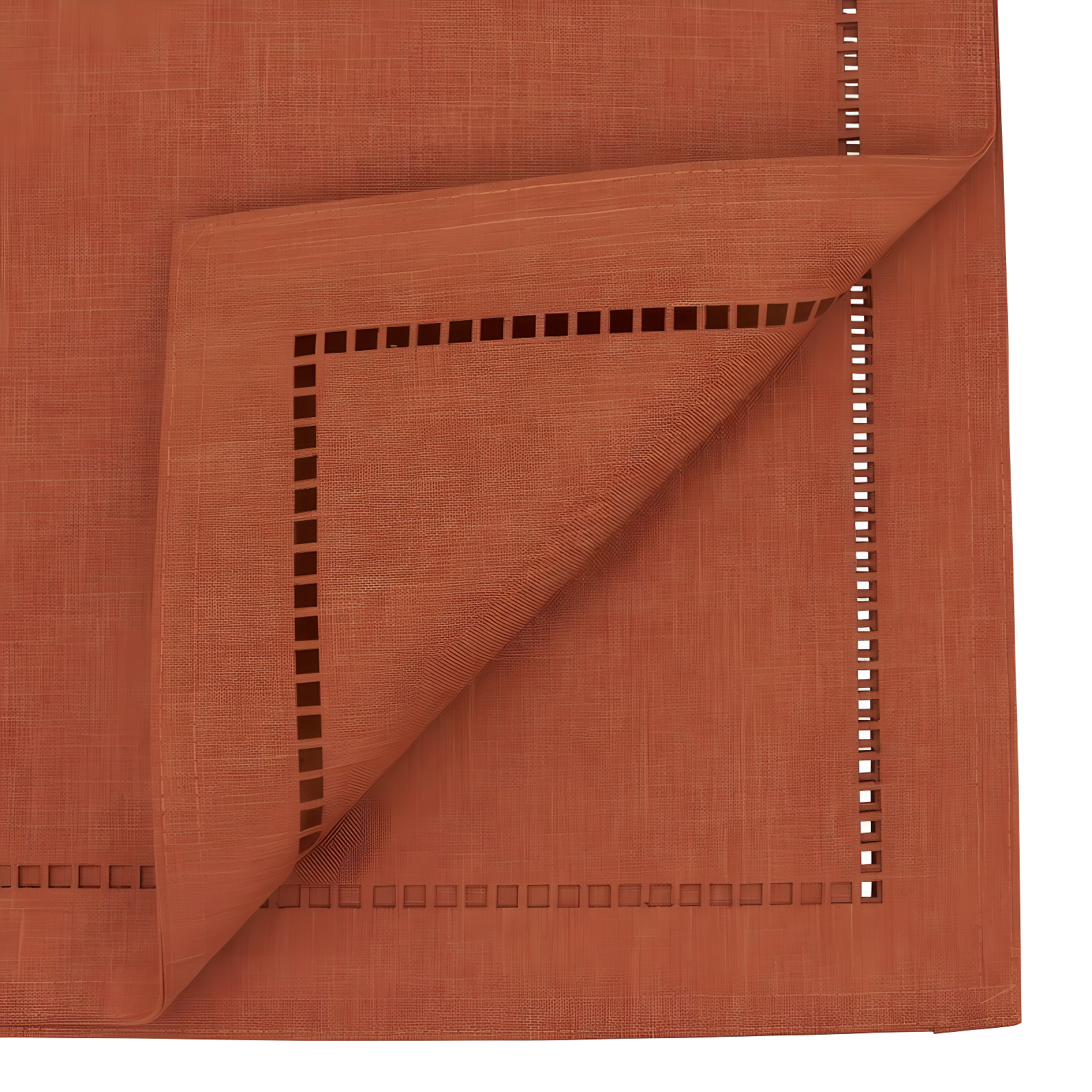 Saro Lifestyle Dining Table Runner With Laser-Cut Hemstitch Design, Rust, 14" x 90"