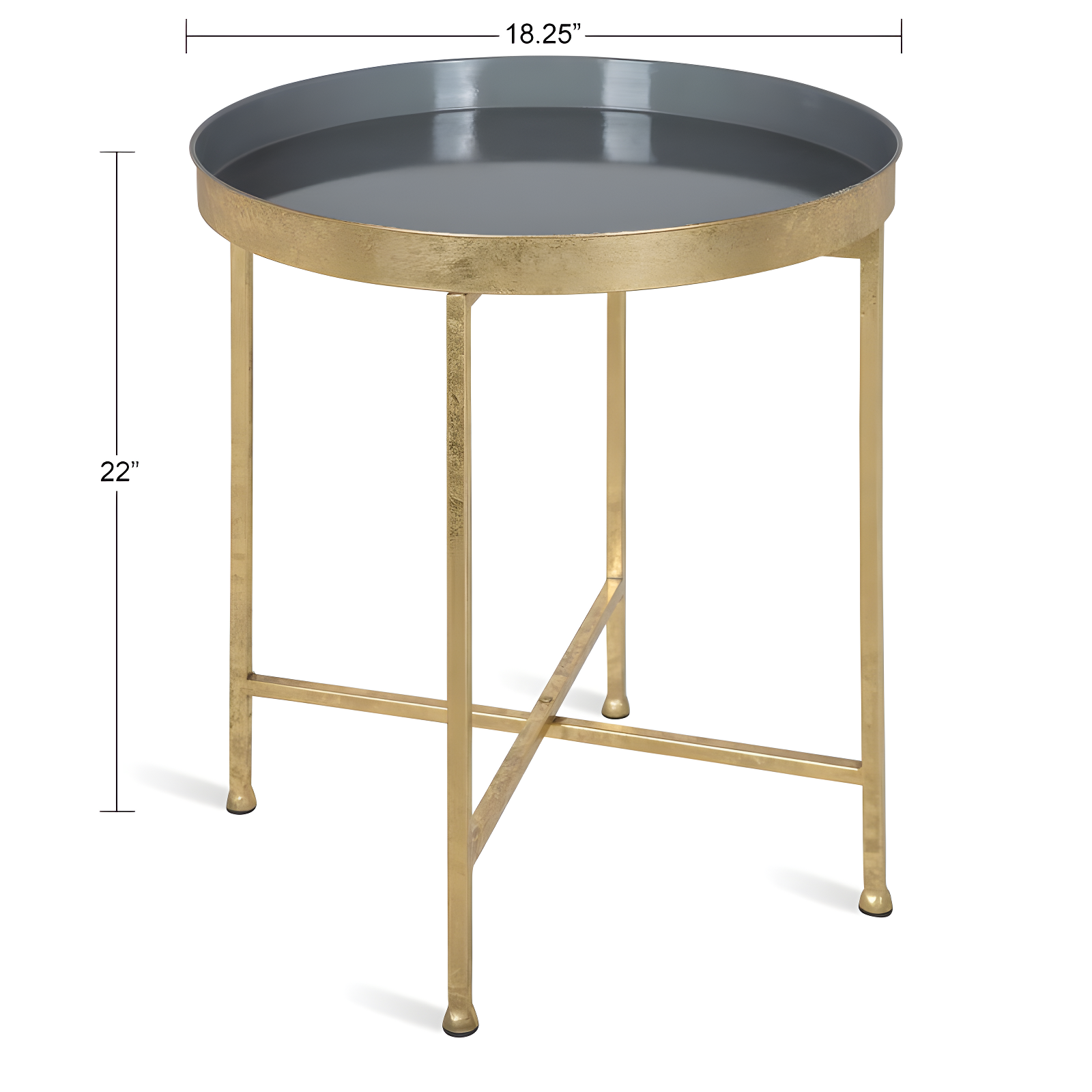 Kate and Laurel Celia Round Metal Side Table, 18.25x18.25x22, Gold and Gray