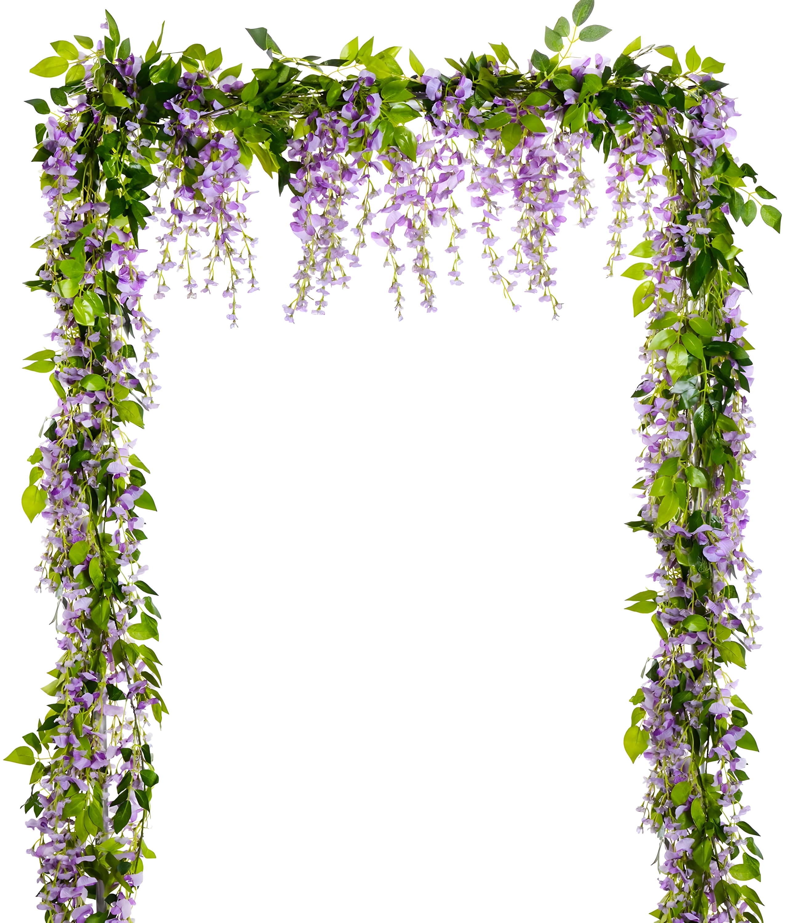 Sinhoon Wisteria Artificial Flowers Garland, 4 Pcs Total 28.8ft Artificial Wisteria Vine Silk Hanging Flower for Home Garden Outdoor Ceremony Wedding Arch Floral Decor (Light Purple)