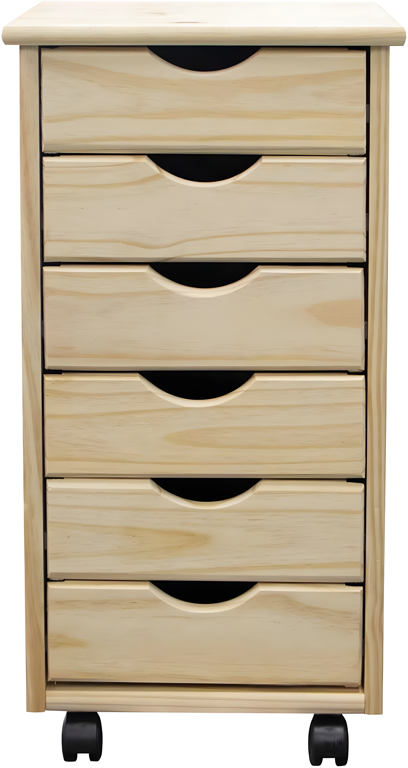 Adeptus Original Roll Cart, Solid Wood, 6 Drawer Roll Cart, Unfinished