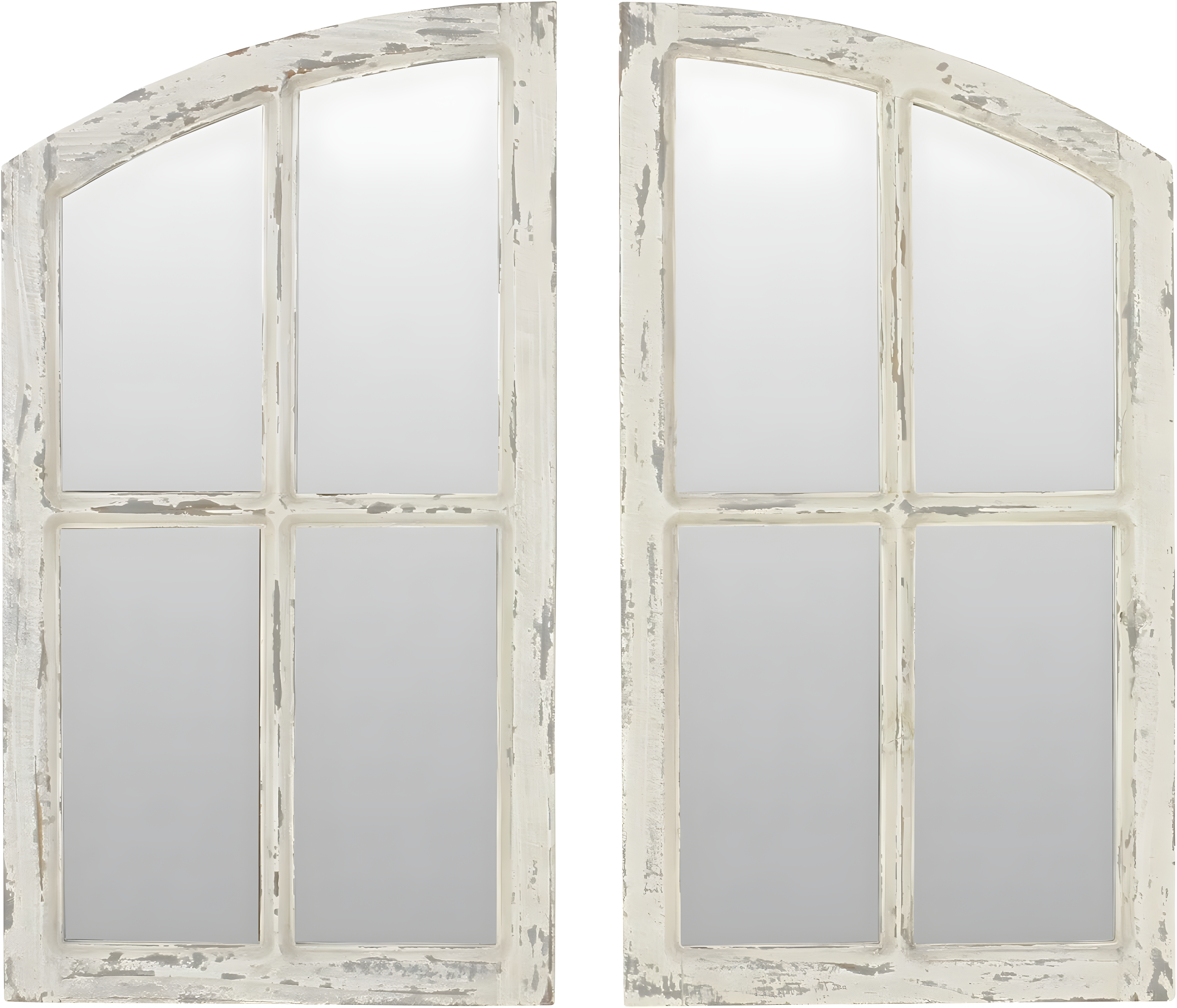 Jolene Arch Window Pane Mirrors Off-White 27" x 15" (Set of 2) by Aspire