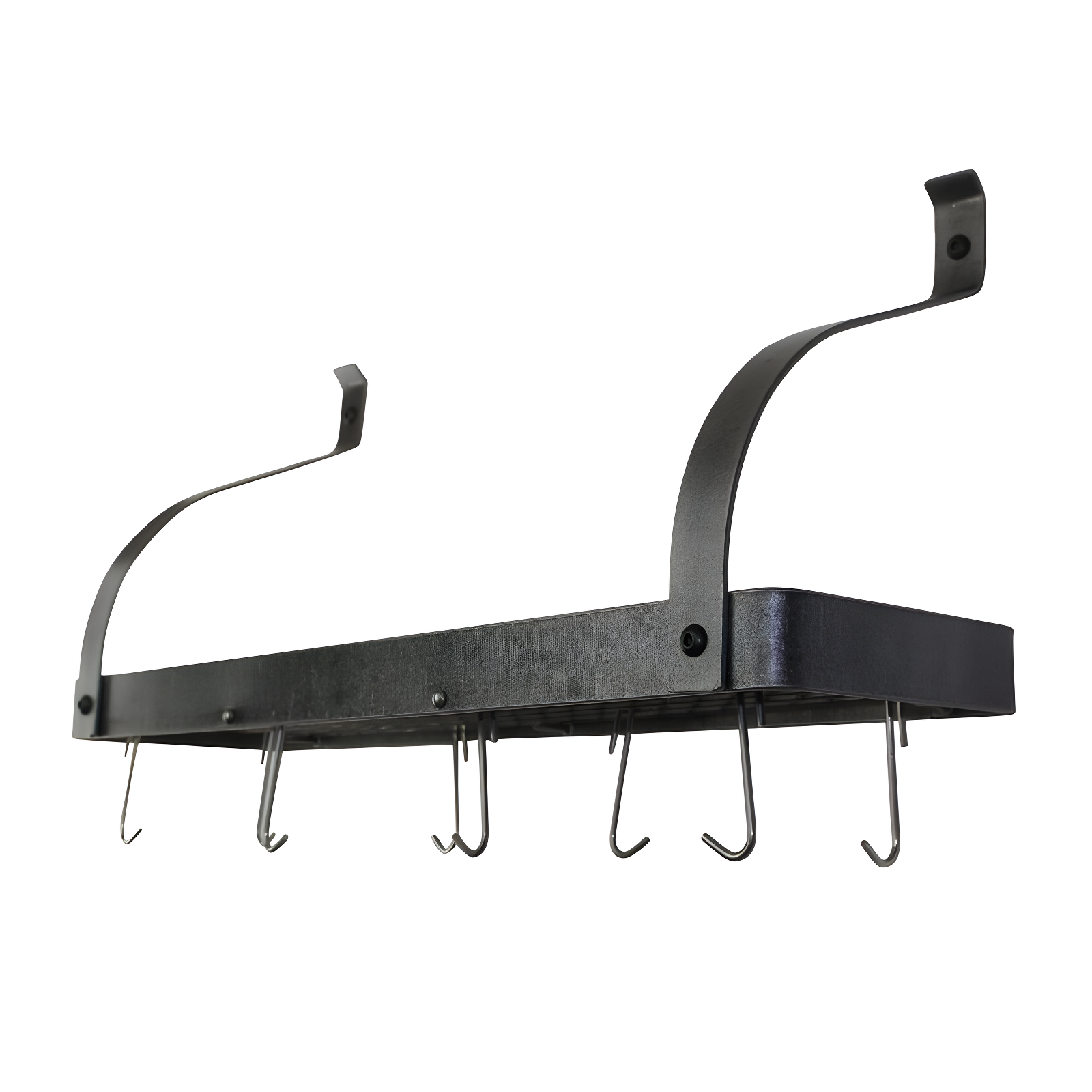 Handcrafted Gourmet Bookshelf Wall Rack with Curved Arms & 12 Hooks