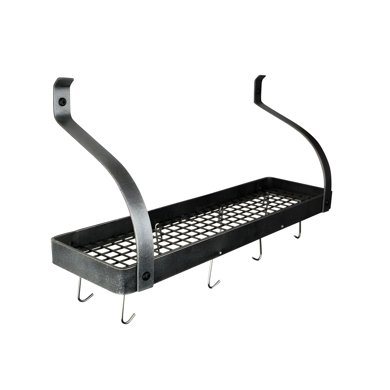 Handcrafted Gourmet Bookshelf Wall Rack with Curved Arms & 12 Hooks
