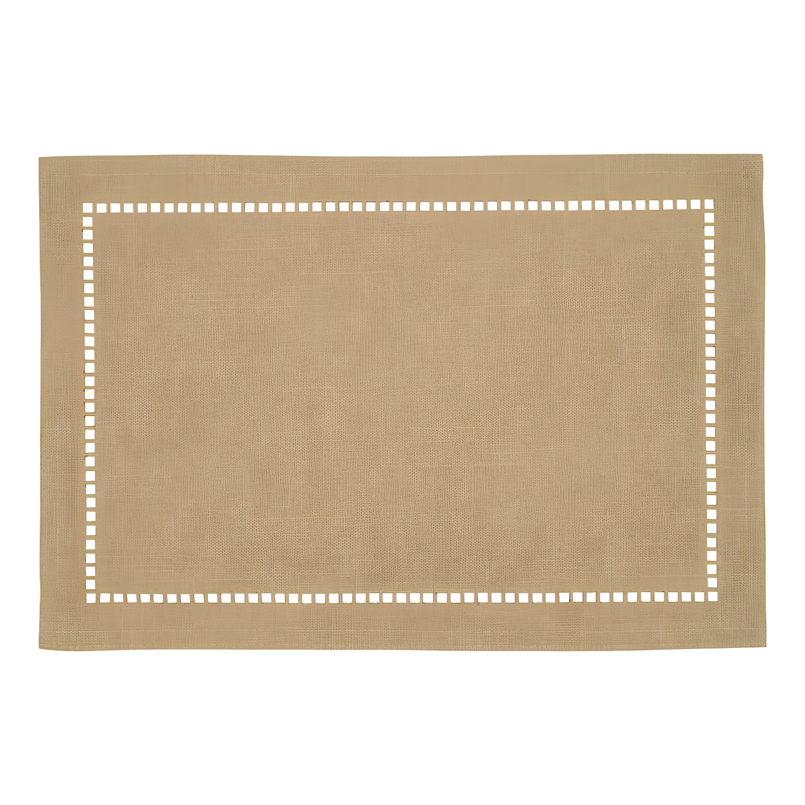Saro Lifestyle Placemats With Laser-Cut Hemstitch Design, Beige, (Set of 4 pcs)
