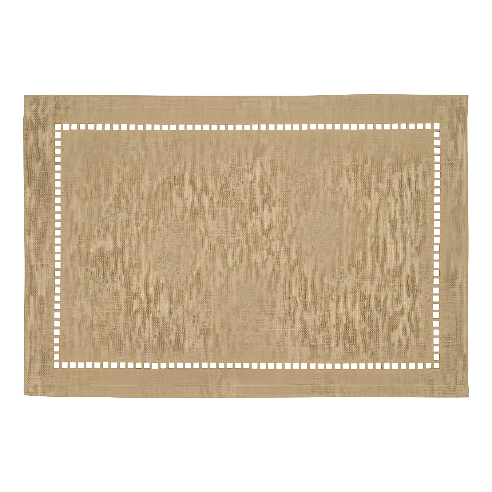 Saro Lifestyle Placemats With Laser-Cut Hemstitch Design, Beige, (Set of 4 pcs)
