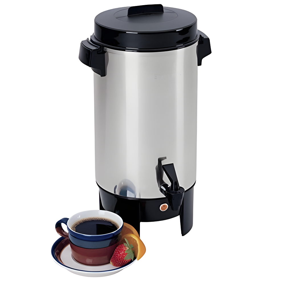 west bend 58002 highly polished aluminum commercial coffee urn features automatic temperature control large capacity with quick brewing easy prep and clean up, 42-cup, silver