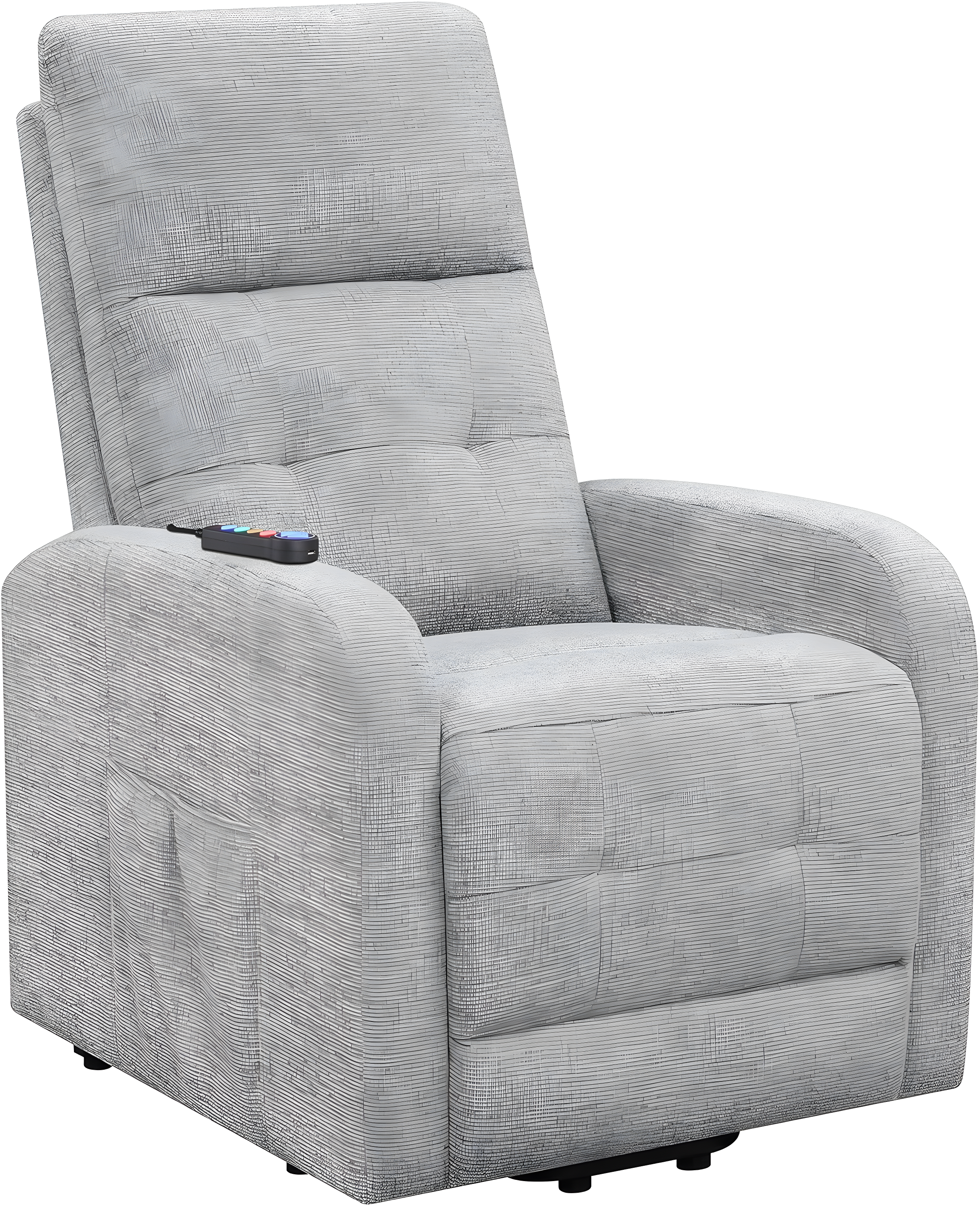 Coaster Howie Tufted Fabric Upholstered Power Lift Recliner in Gray