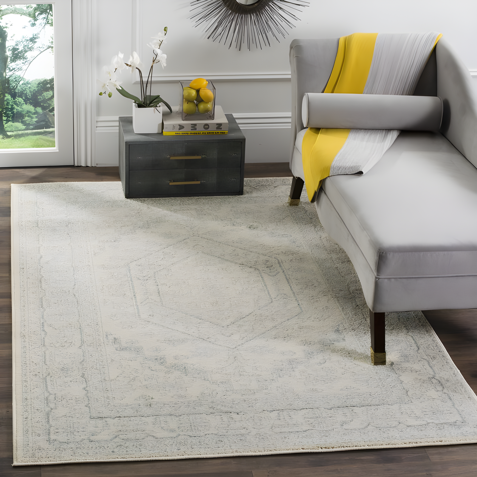 Adirondack ADR108 Power Loomed Area Rug - Ivory/Slate - 6'x9' - Safavieh.