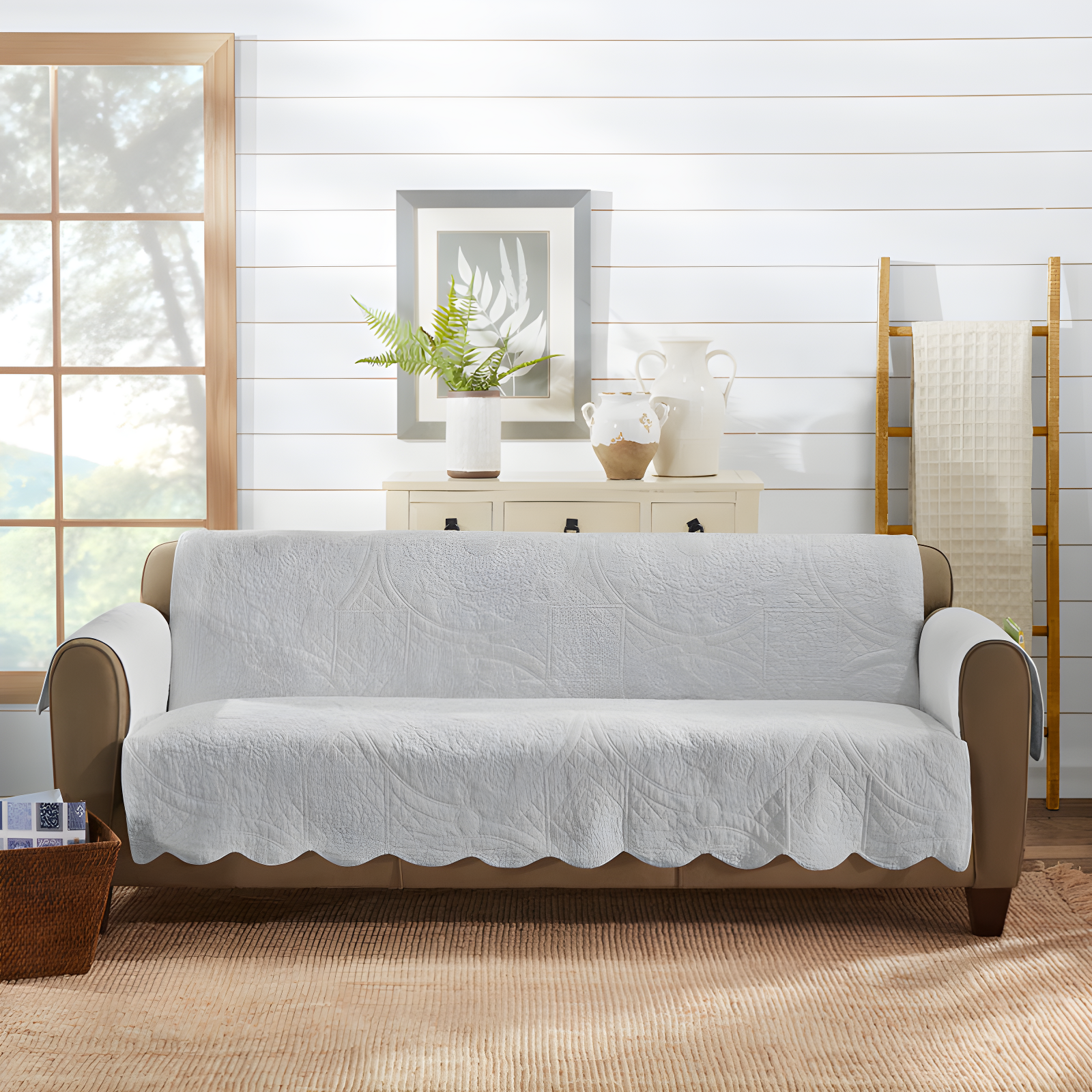 Sure Fit Heirloom Quilt Furniture Cover Cotton Box Cushion Sofa Slipcover