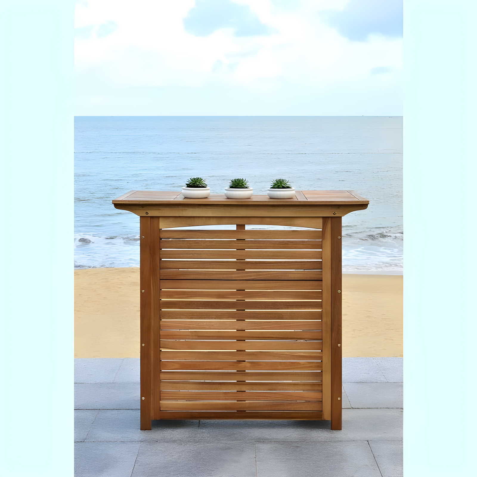 Monterey Patio Outdoor Bar Table - Natural - Safavieh