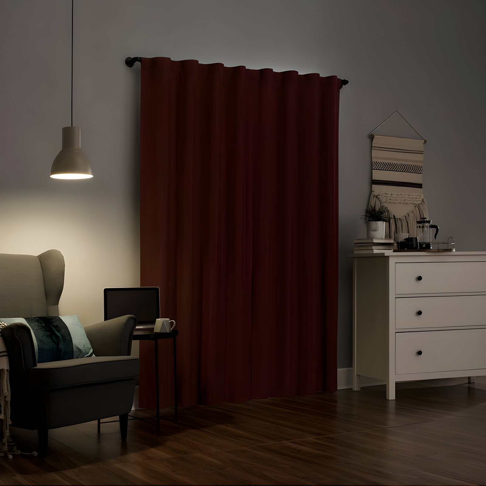 40"x84" Sun Zero 100% Blackout Cyrus Thermal Back Tab Curtain Panel Red: Modern Solid Polyester Indoor Drapery