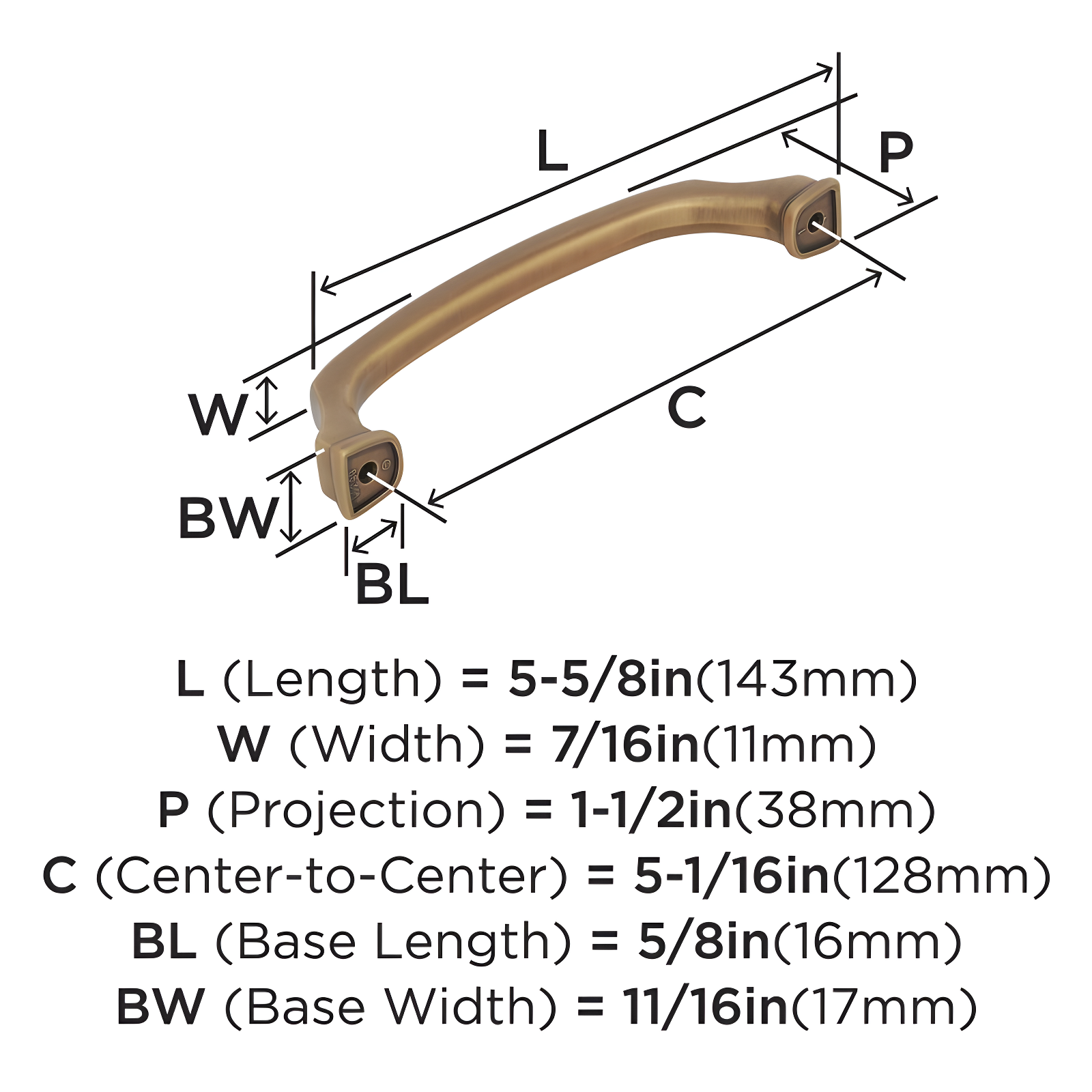 Amerock Revitalize 5-1/16 inch (128mm) Center-to-Center Gilded Bronze Cabinet Pull