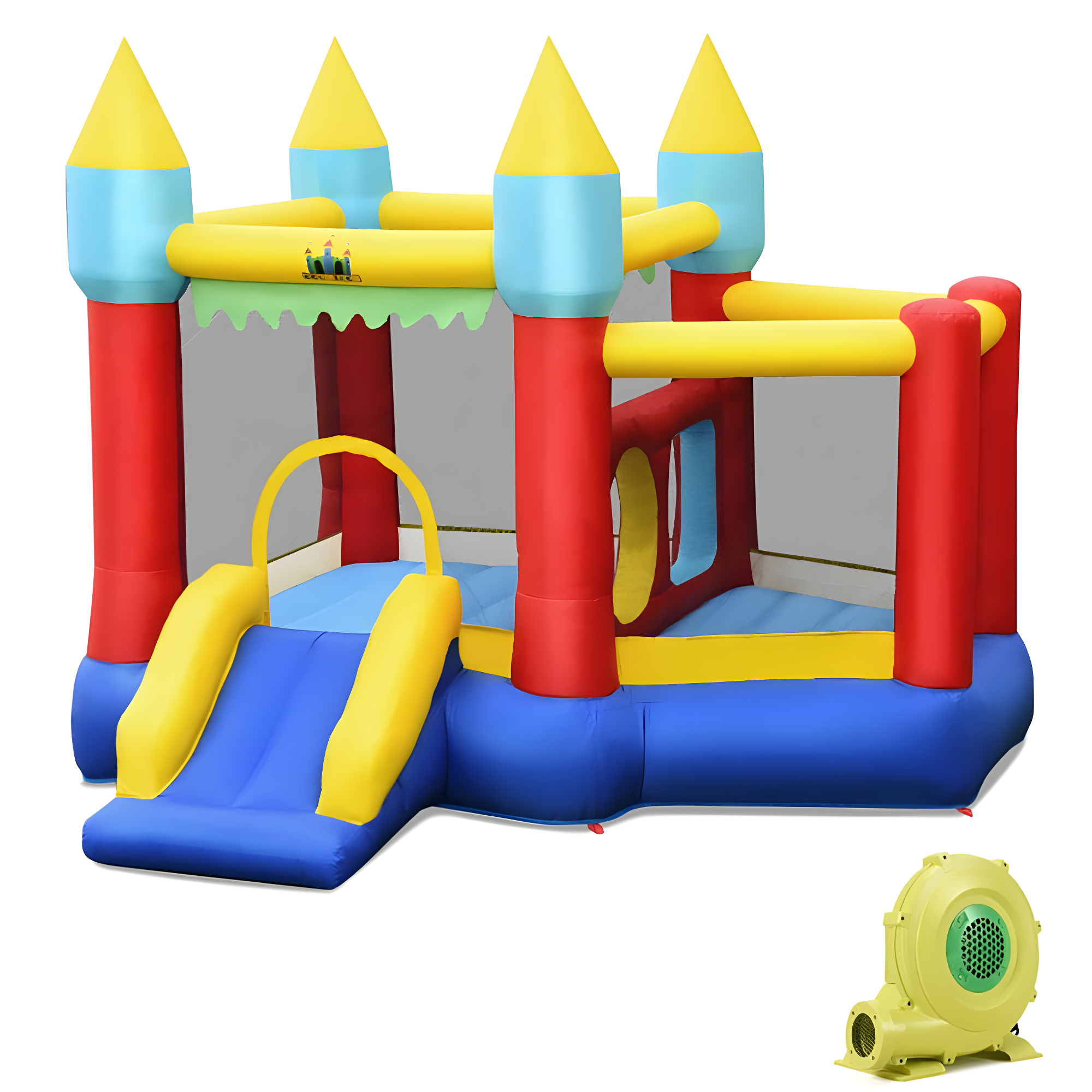 Spaco Kid's Inflatable Bouncer with Jumping Area and 480W Blower, Jumping Family Backyard Bouncy, Durable Sewn with Extra Thick Material, Idea for Kids