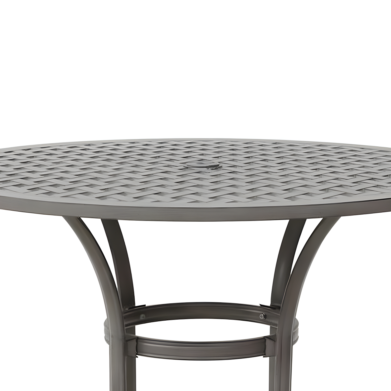 Mace Outdoor Patio Bar Table, 42 Inch Round Lattice Top, Aluminum, Gray