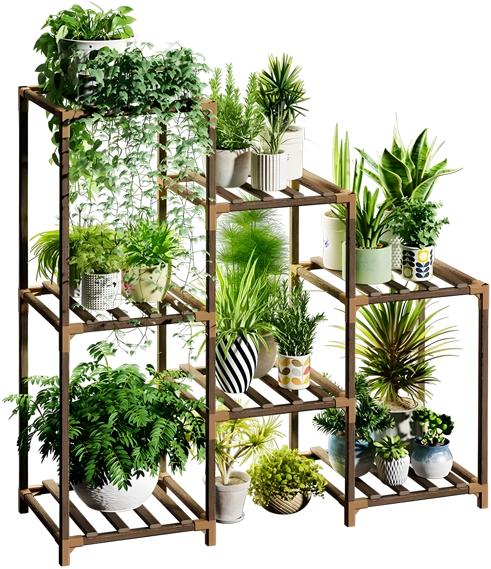 Bamworld Plant Stand Indoor Plant Shelf Outdoor Wood Plant Rack for Multiple Plants 3 Tiers Ladder Plant Holder for Living Room Patio Boho Home Decor for Gardening