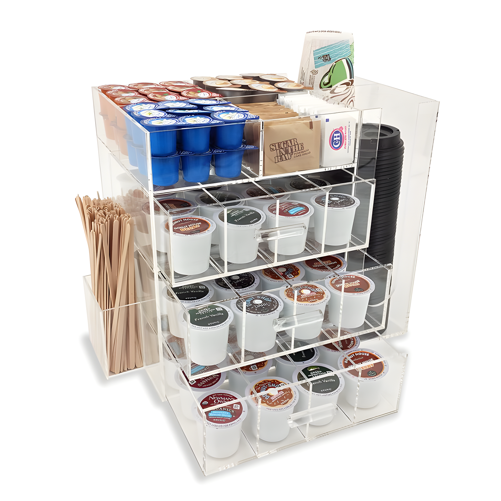 OnDisplay Acrylic Break Room Coffee Station with Drawers for Keurig® K-Cup Coffee Pods