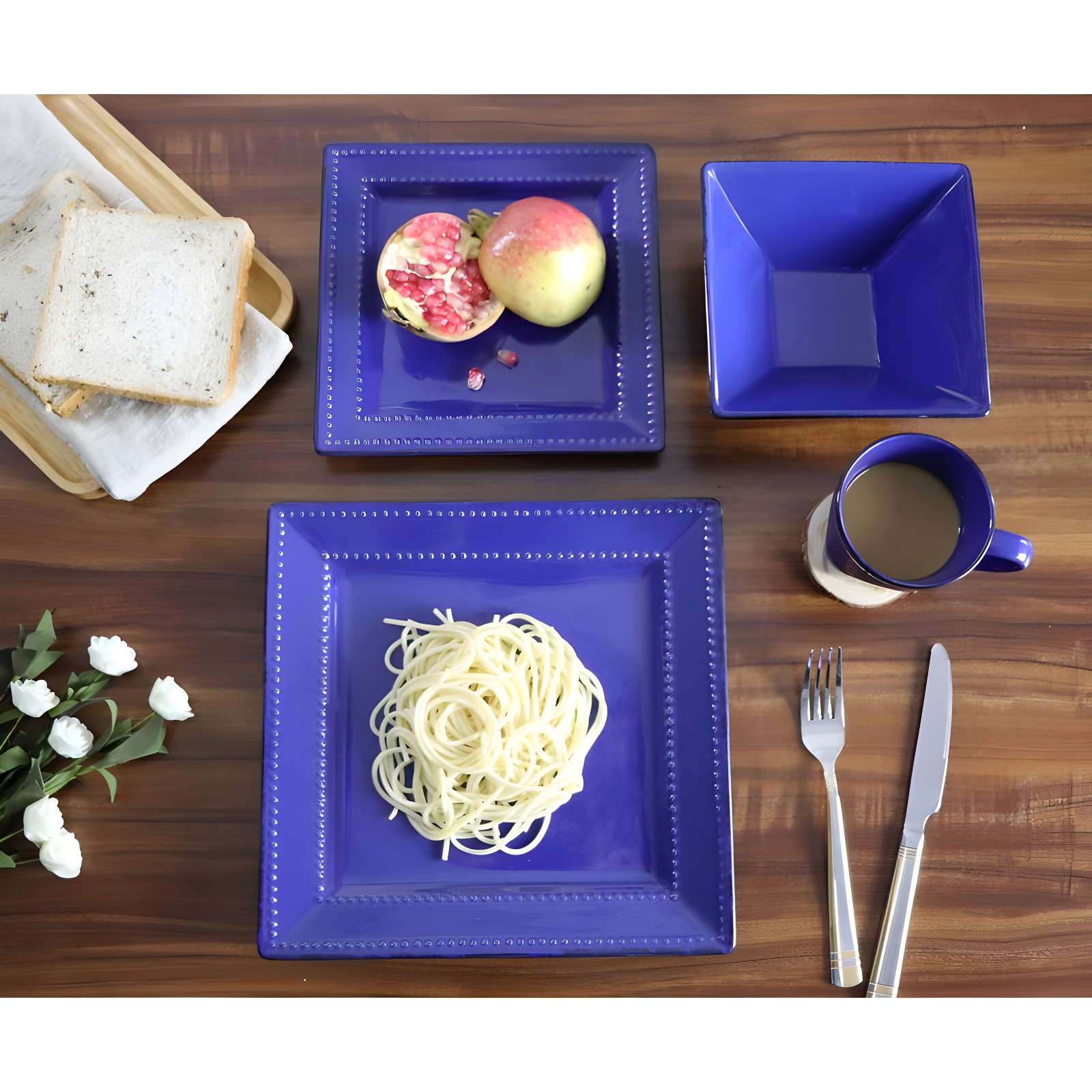 16 Piece Stoneware Dinnerware Set - Service for 4