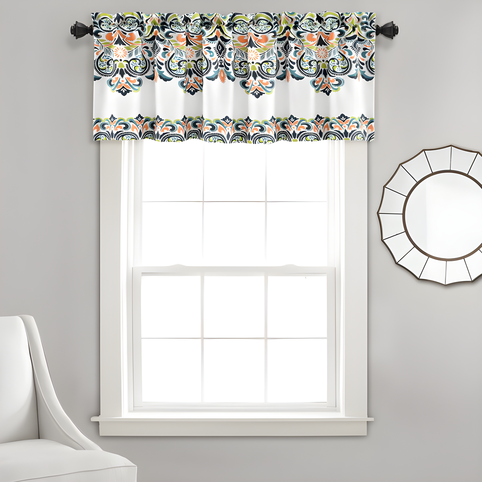 Lush Decor Clara Damask Tailored 52'' W Window Valance