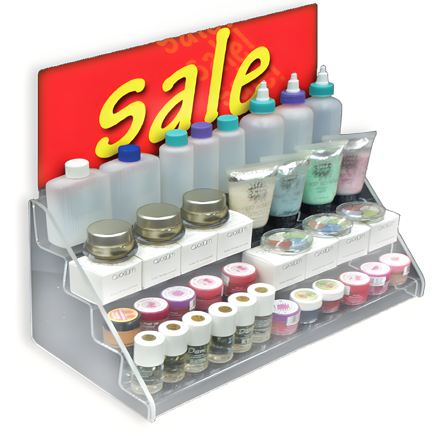 Four-Tier Shelf Counter Step Display, 16" wide