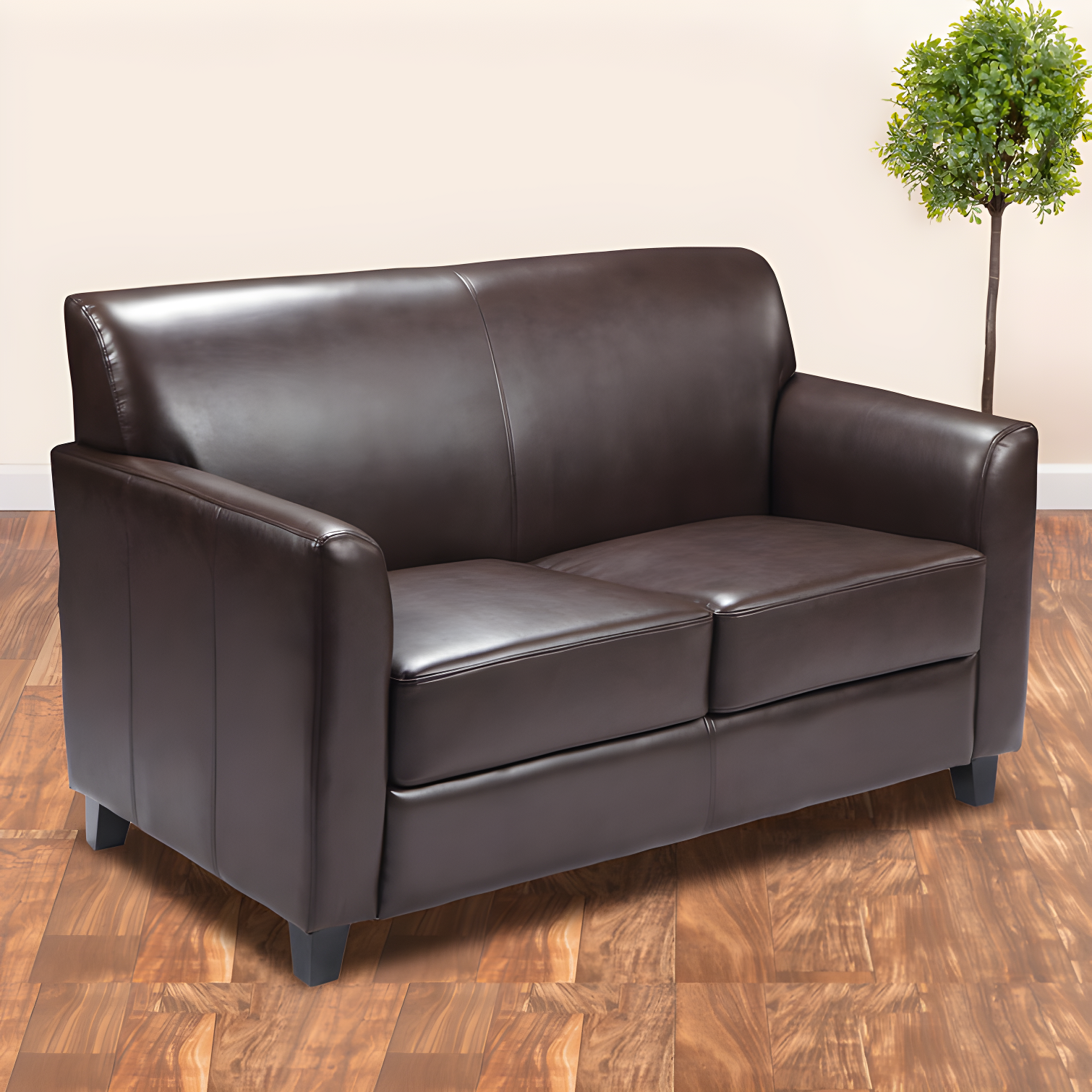 Hercules Junkersfeld 52" Modern LeatherSoft Upholstered Reception Loveseat by Flash Furniture