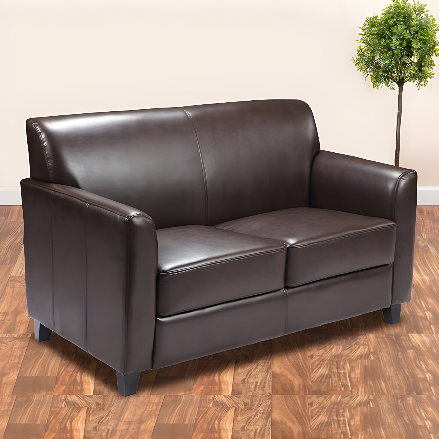 Hercules Junkersfeld 52" Modern LeatherSoft Upholstered Reception Loveseat by Flash Furniture